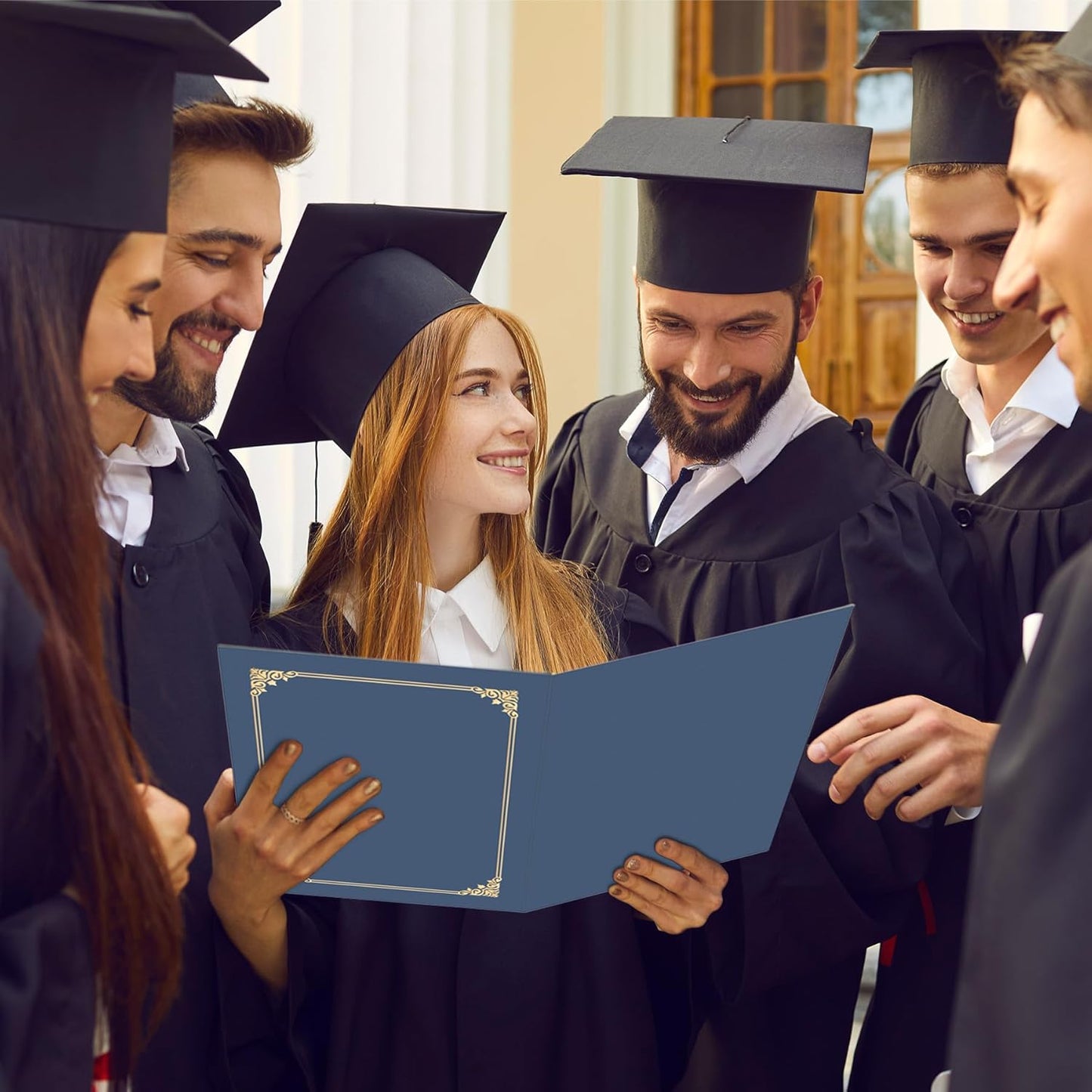 HAUTOCO 90 Pack Certificate Holders, Navy Blue Diploma Holders, Document Award Covers Certificate Folders with Gold Foil Border for 8.5x11 Letter Size