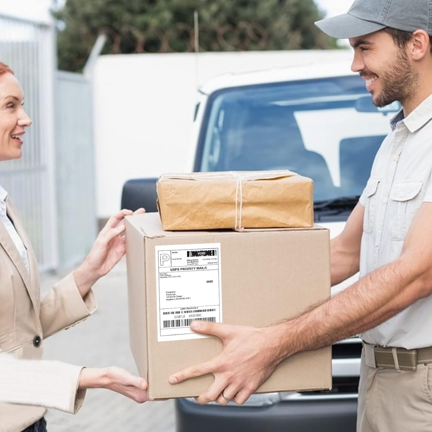 MFLABEL Fanfold 4" x 6" Direct Thermal Labels White Perforated Shipping Label (100 Labels)