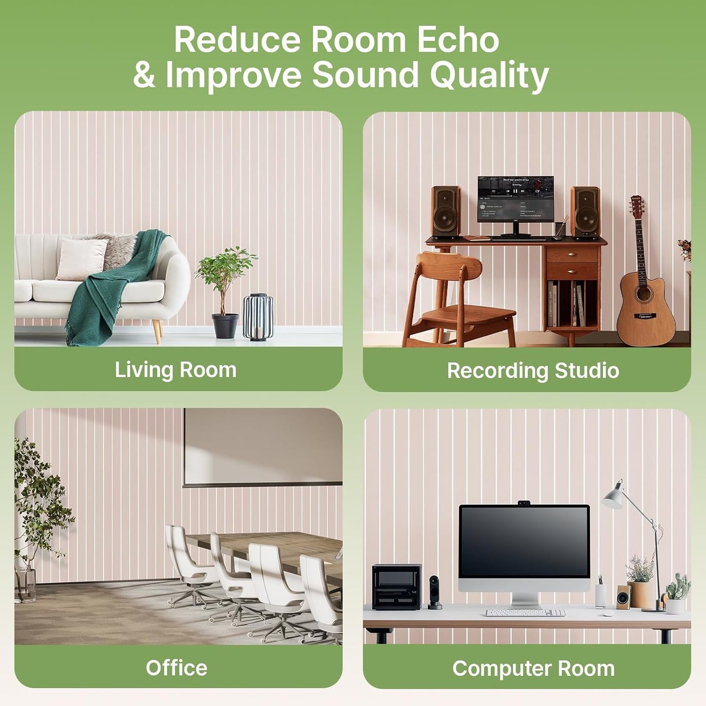 Acoustic 4 Pack Soundproofing UV Print Panels, 47.2” x 23.6” x 0.4” Adhesive Noise Dampening Wall Panels for Home Studio, Office, Gaming Room, and Theater(Camel)