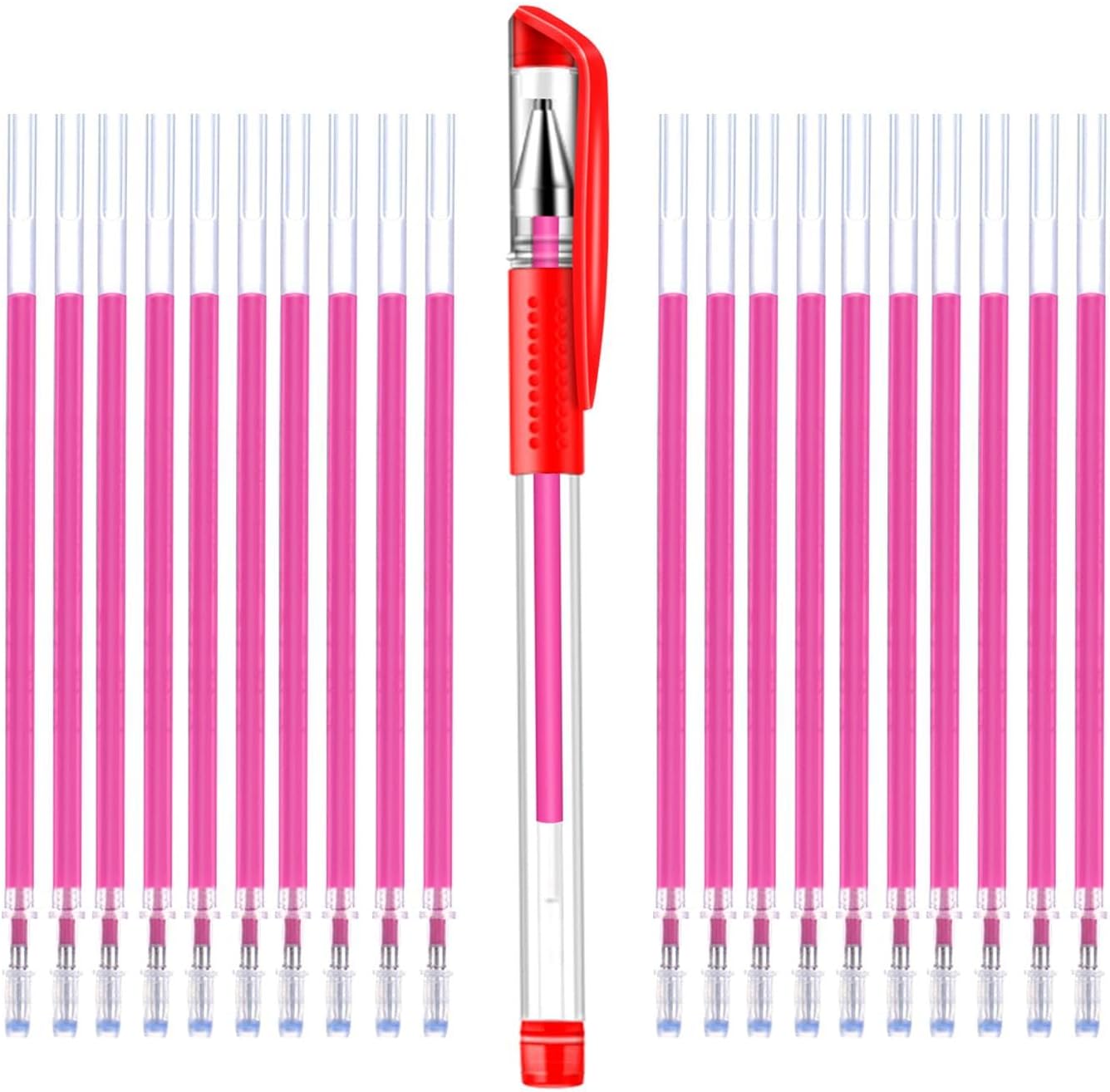 iNee Heat Erasable Fabric Pen with 20 Refills for Tailors Sewing, Quilting adn Crafts, Dressmaking Disappearing Ink, Red