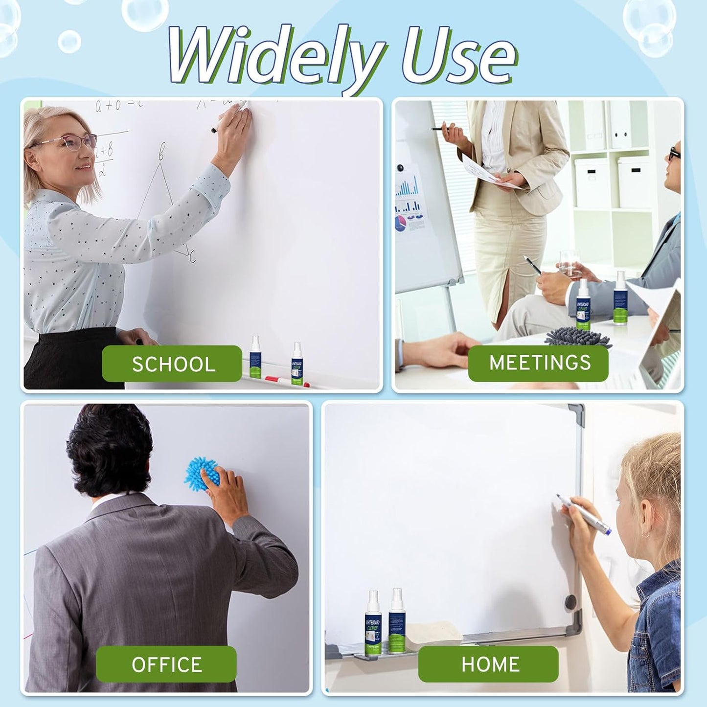 6 Pack Whiteboard Cleaner 3.4 Fl oz White Board Cleaning Spray Dry Erase Board Cleaner with Microfiber Shag Whiteboard Eraser Removes Stubborn Marks from Chalkboard(Colorful)
