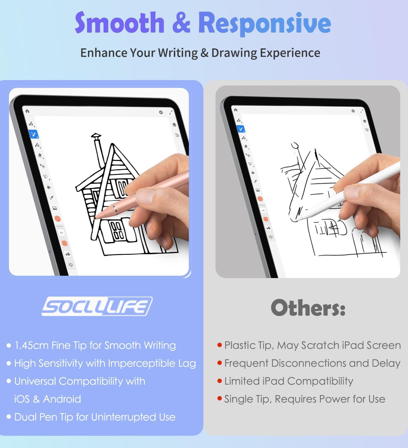 Active Stylus Pen for Touch Screens,Dual Pen Tips for Drawing &Writing, High Precise Universal Digital Pencil for A-pple i-Phone 16/15/14/13/12/11/X/8,Tablet/Phone/Sam-Sung/K-indle,i-Pad Air/Pro/Mini