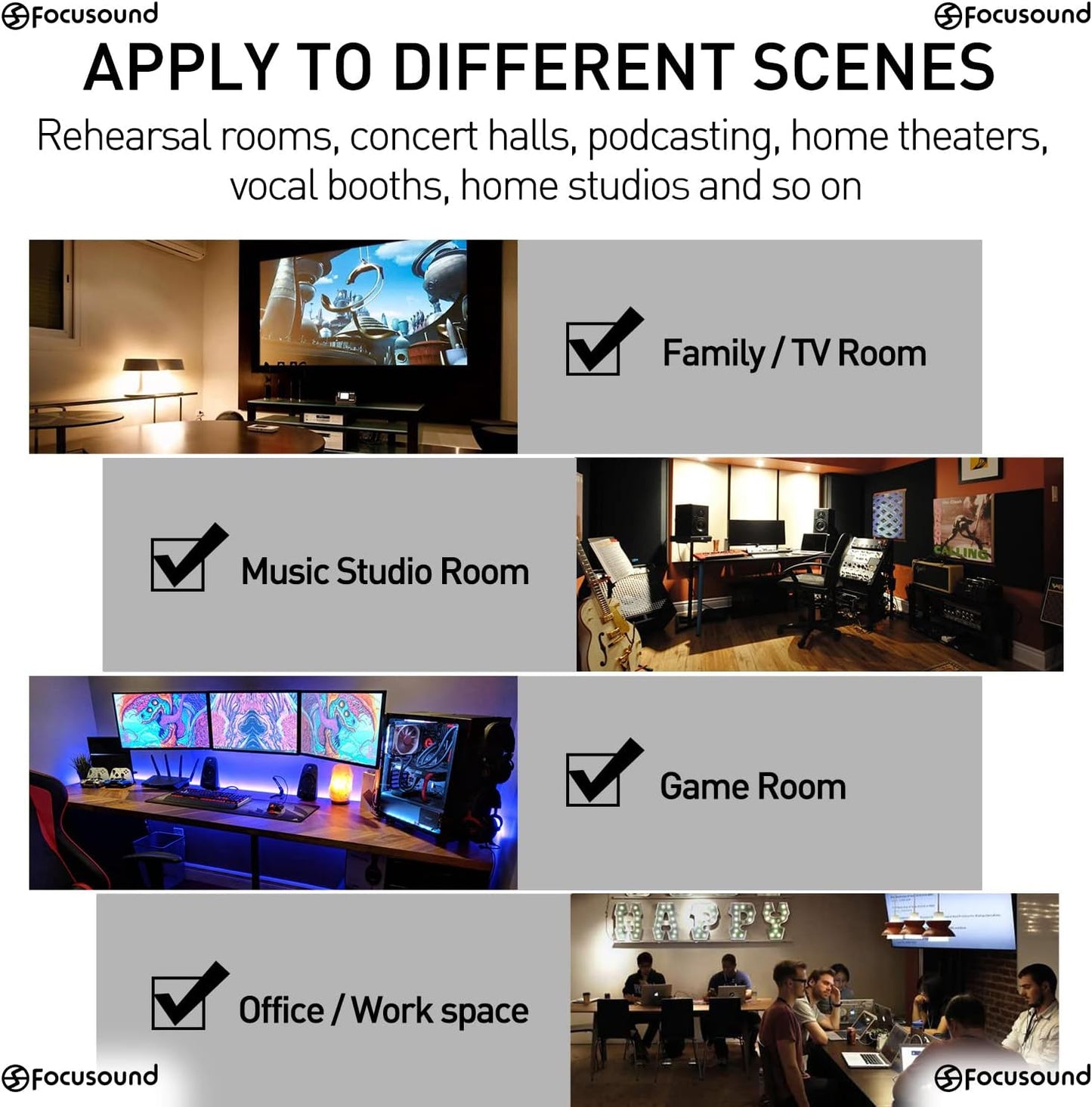 50 Pack Acoustic Foam Panels 1" x 12" x 12" Sound Proof Foam Panles Soundproofing Noise Cancelling Wedge Panels for Home Office Recoding Studio with 300PCS Double-Side Adhesive