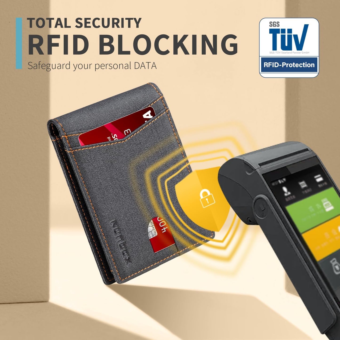 RUNBOX Wallet for Men Slim Rfid Leather 2 ID Window With Gift Box