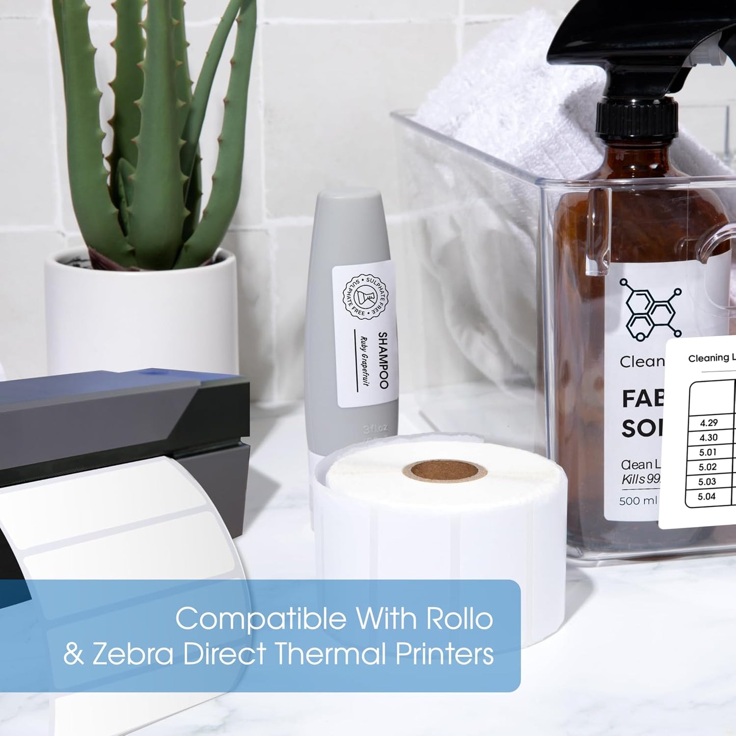 Spartan Industrial - 1 1/2" X 1" Direct Thermal Barcode Labels Compatible with Rollo, Zebra, and Other Desktop Label Printers (10 Rolls, 1300/Roll)