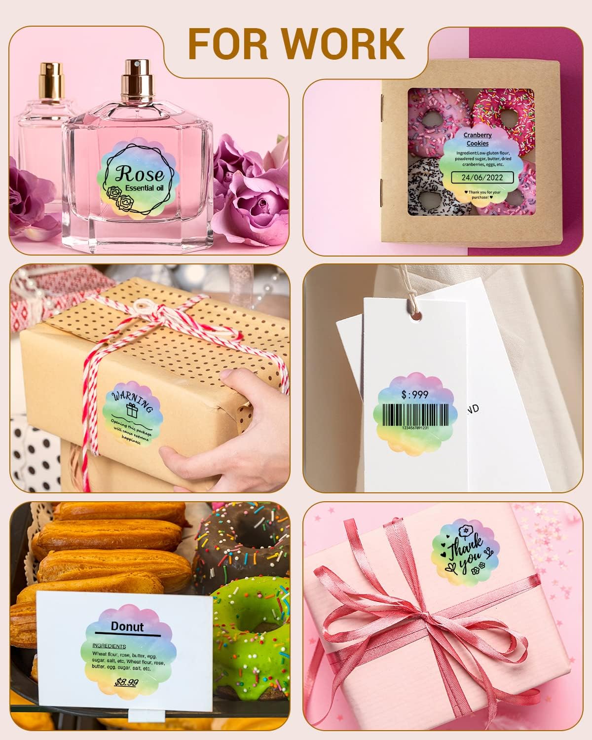 Phomemo Rainbow 2" Color Thermal Labels Roll for 4X6 Thermal Printer for Small Business Supplies, Commercial Grade Thermal Labels for Custom Stickers Personalized & Business Logo, 500pcs / Roll