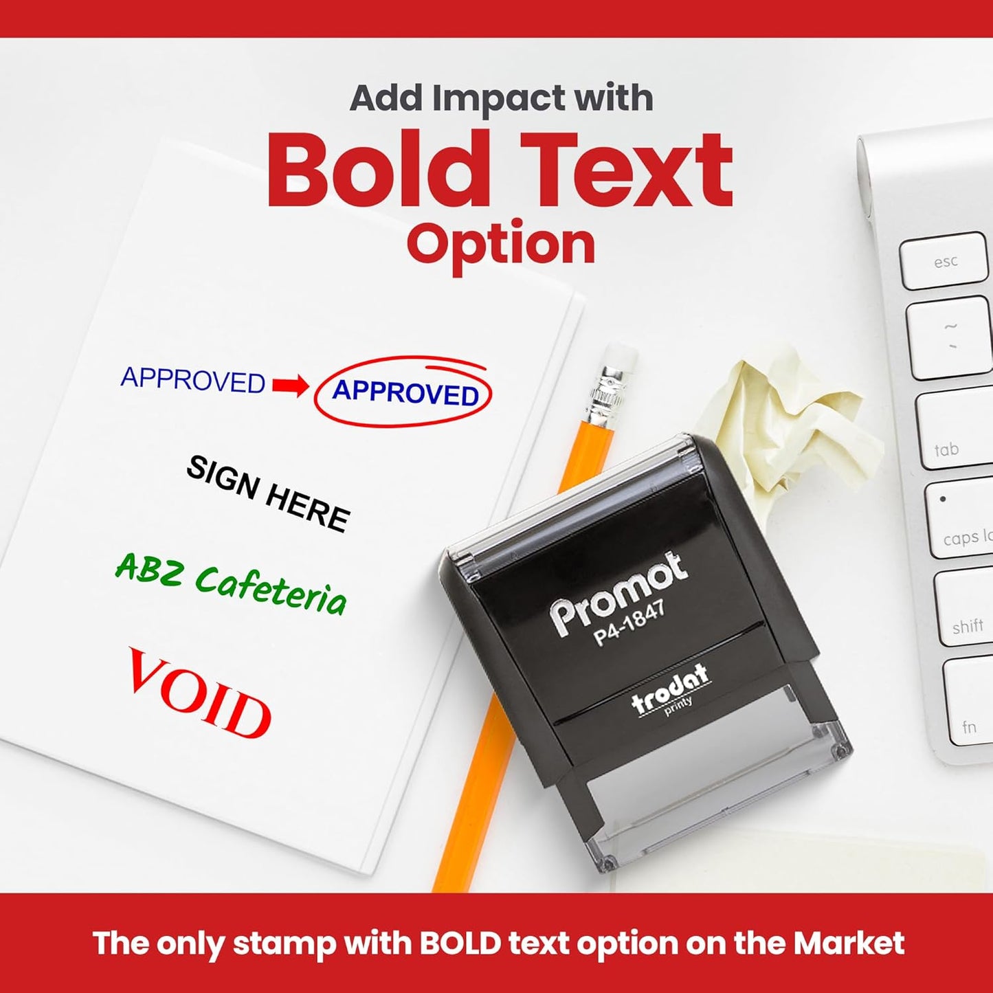 Promot Self Inking 1 Line Custom Stamp - Personalized Name Stamp for Office, Teacher, Address & Business Label Stamp - Choose Font, Ink Color, Pad, Self Inking for Personal & Professional Use - Medium