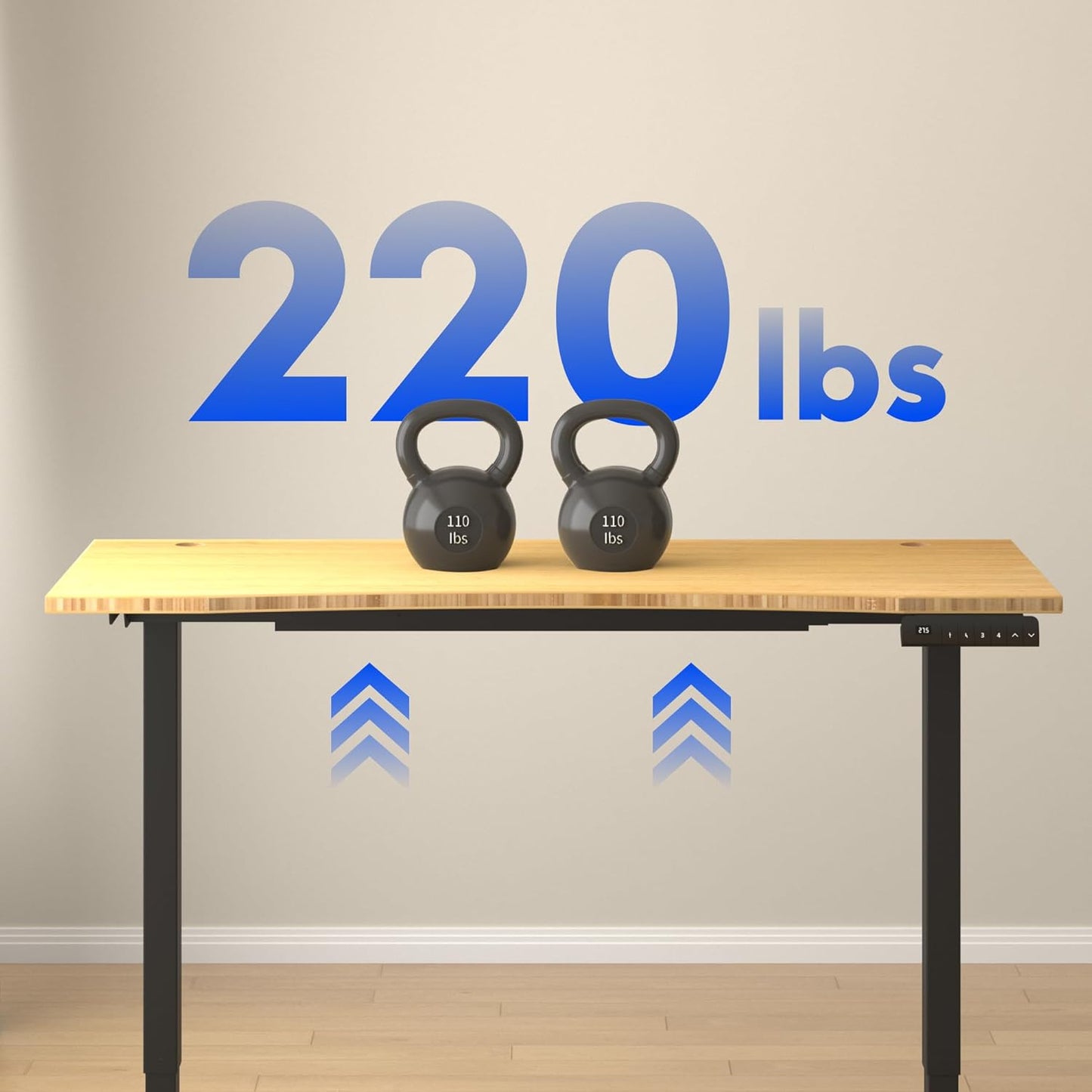 FLEXISPOT E3 Bamboo Dual Motor 60x30 Inch Electric Height Adjustable Standing Desk Whole-Piece Board Sit Stand Up Desk (Black Frame + Bamboo Curved Desktop)