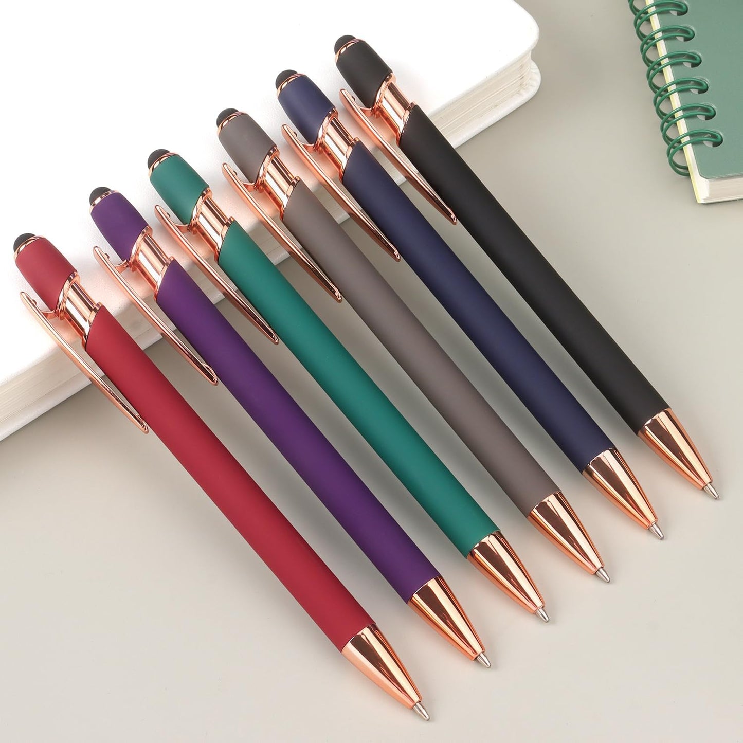 6 Pack Ballpoint Pen 2-in-1 Stylus Retractable Ballpoint Pen with Stylus tip, Metal Stylus Pen for Touch Screens, 1.0 mm Black Ink, 6