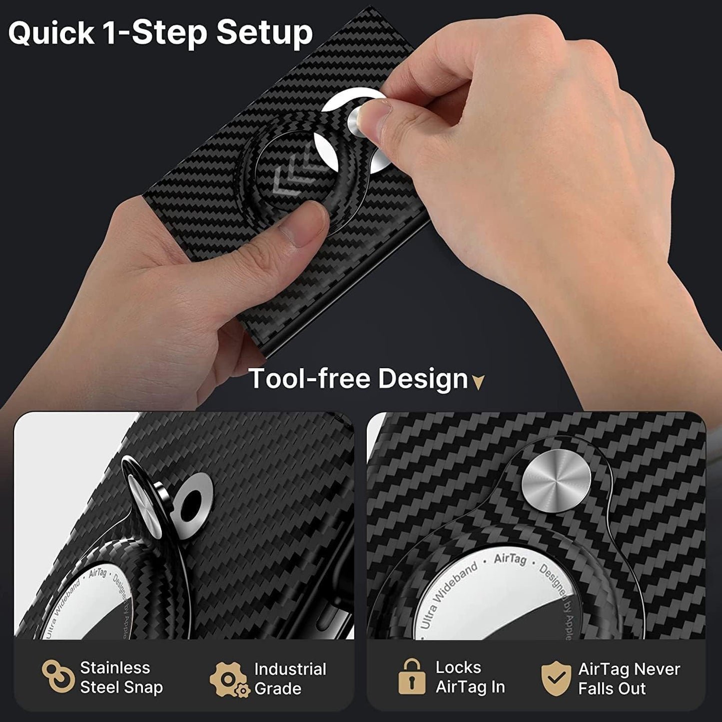 Mens Smart Wallet Card Holder for Air Tag, Minimalist Wallet with RFID Blocking, Slim Pop up Card Case Wallet,Air Tag Wallet with ID Window & Cash Slot (Only Pop Up)