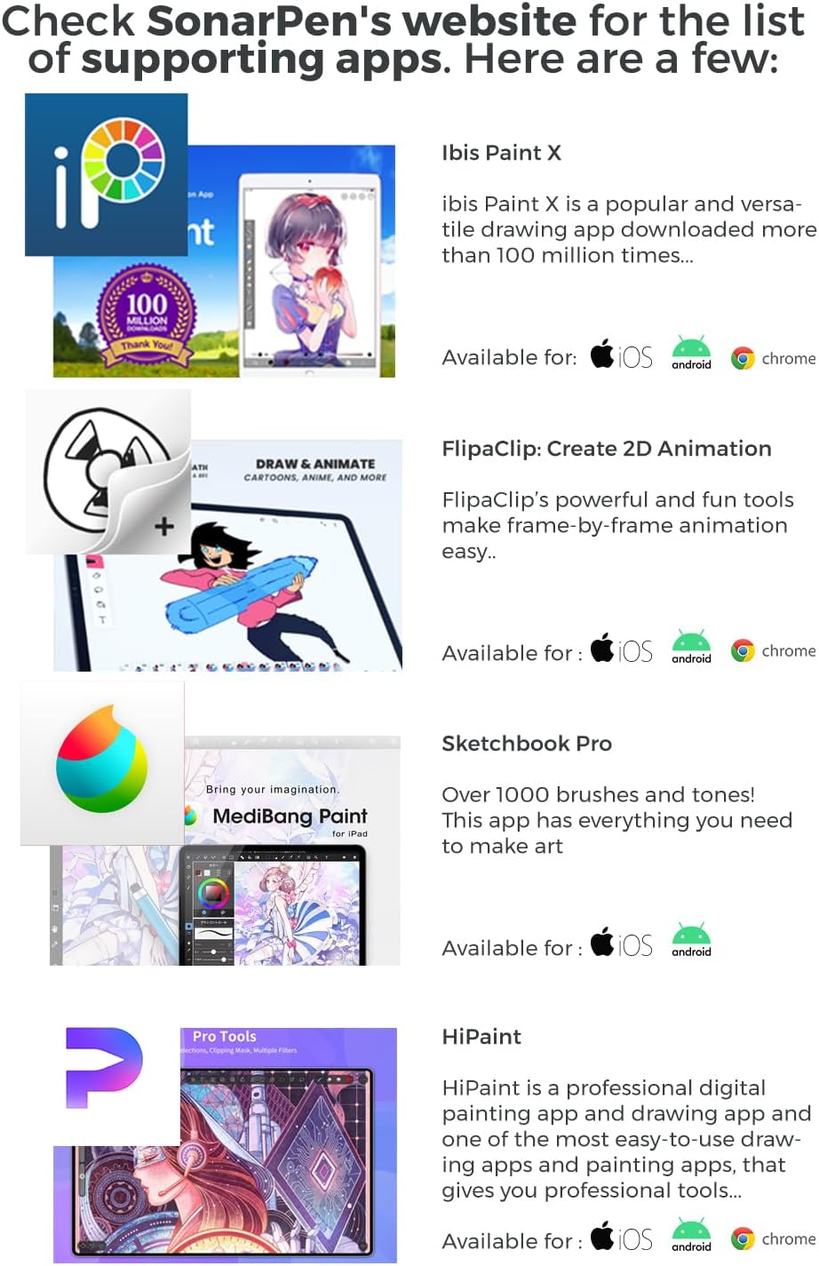 SonarPen: Pressure Sensitive Stylus Pen, with Palm Rejection and Shortcut Button. Battery-Less. Compatible with Apple iPad/iPhone/Android/Switch/Chromebook (Blue)