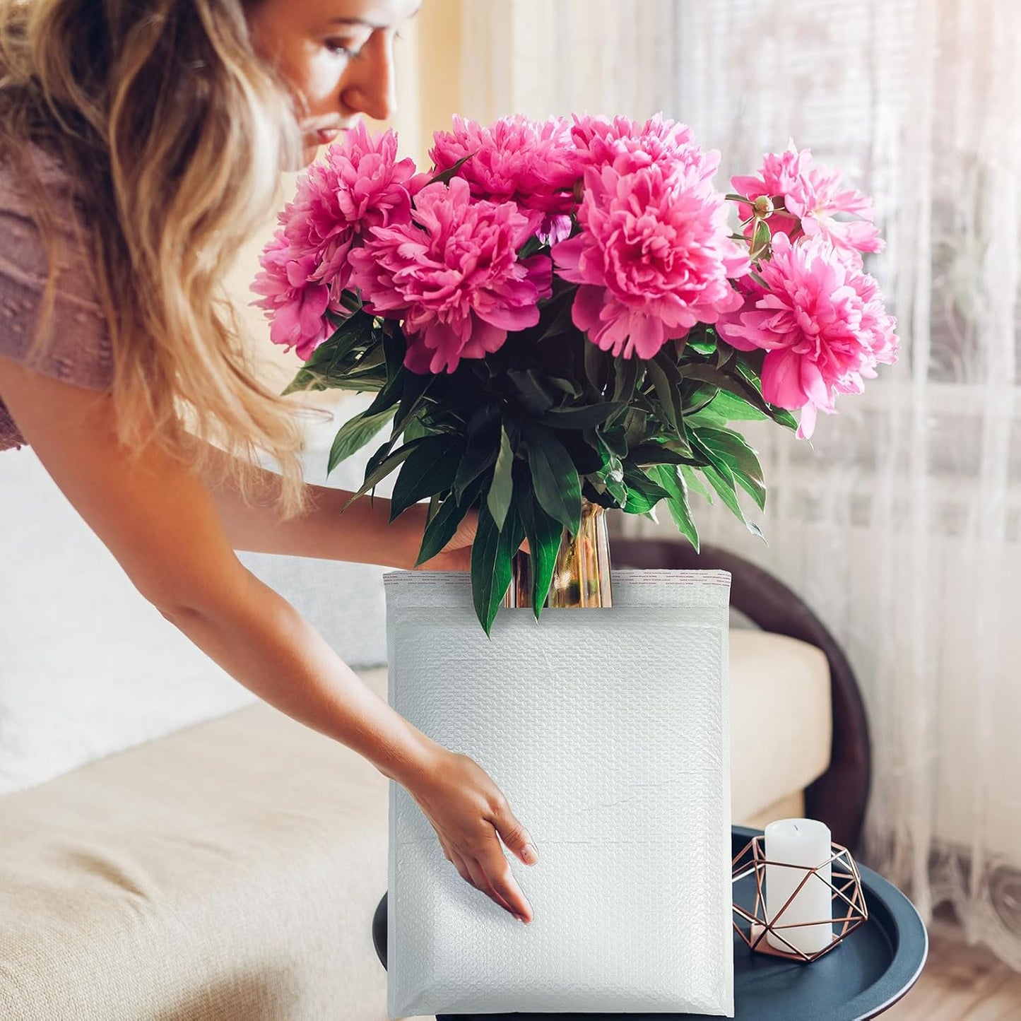 Ireer 10 Pack Extra Large 12 x 16" Bubble Mailers Poly Padded Envelopes Cushioned Mailing Envelopes Bubble Padded Mailers Self Adhesive Waterproof Shipping Bags for Business Christmas Gift Packaging