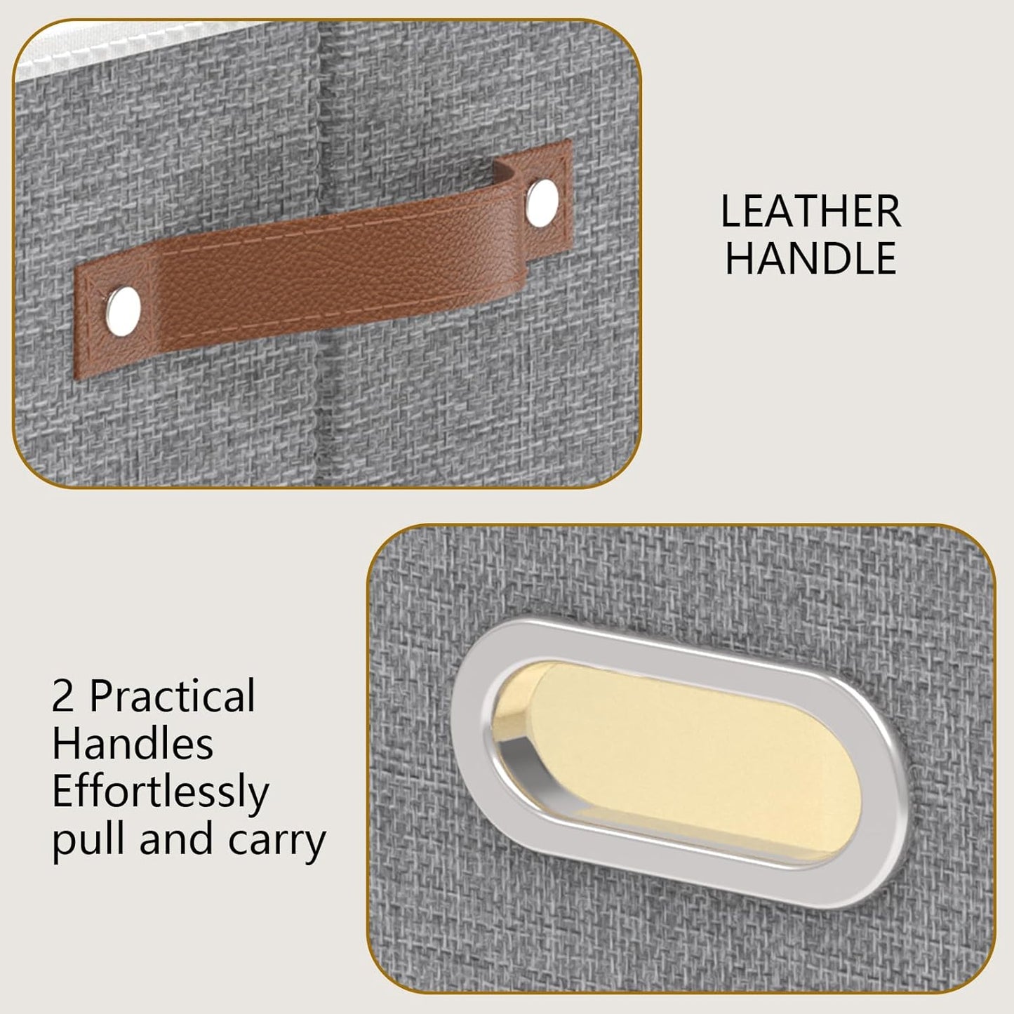 Yawinhe Fabric Storage Baskets, Foldable Closet Organizer for Shelves, Large Boxes with 3 Handles, Canvas Bins for Clothes, Grey, 12.99''Lx9.05''Wx7.87''H, 6-Pack