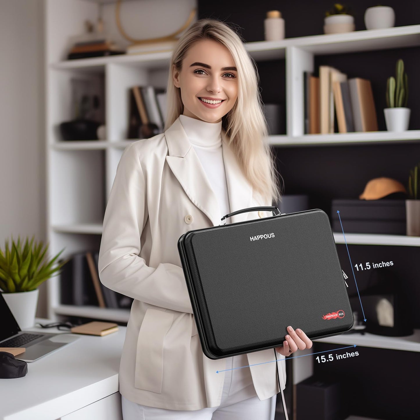 Fireproof Document Organizer, Expanding File Organizer with 13 Pockets, Portable Fireproof Document Box Hard-Shell Document Organizer Storage for Documents Laptop Passports Cards Black