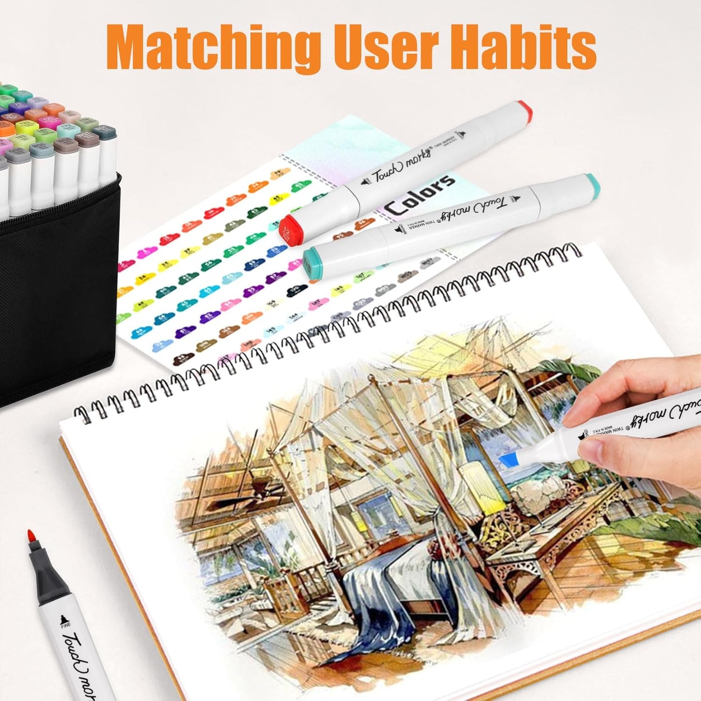 80 Colors Alcohol Markers with Free App, Chisel & Fine Tip Alcohol-Based Marker Set for Adults Kids, Dual Tip Artist Markers for Drawing, Coloring Illustration, Painting and Great Gift Idea