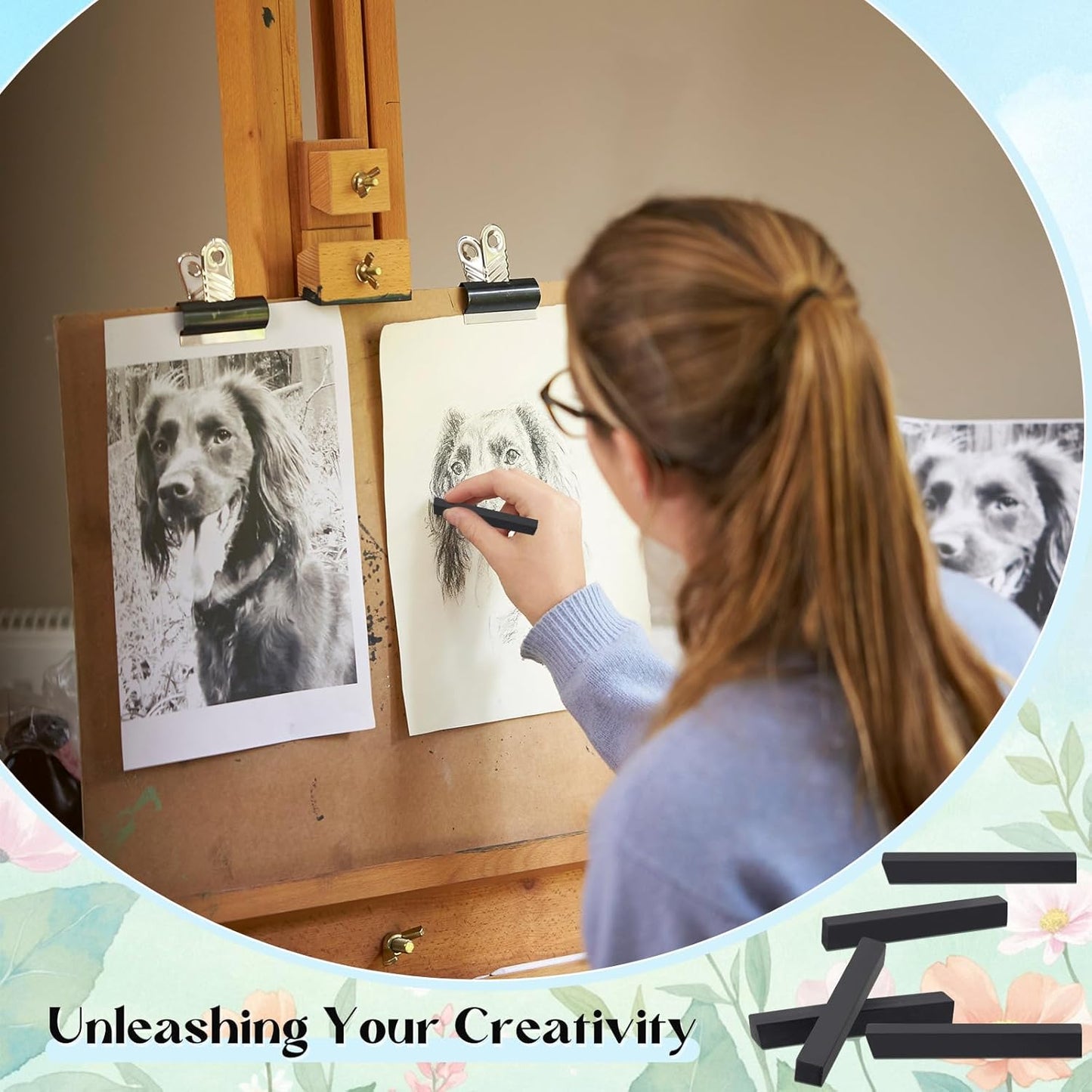 48 Pcs Soft Chalk Pastels Set Soft Pastel for Artists Square Sketch Chalk Non-toxic Artist Pastel Sticks for Professional Artists Students and Art Lovers(Black)