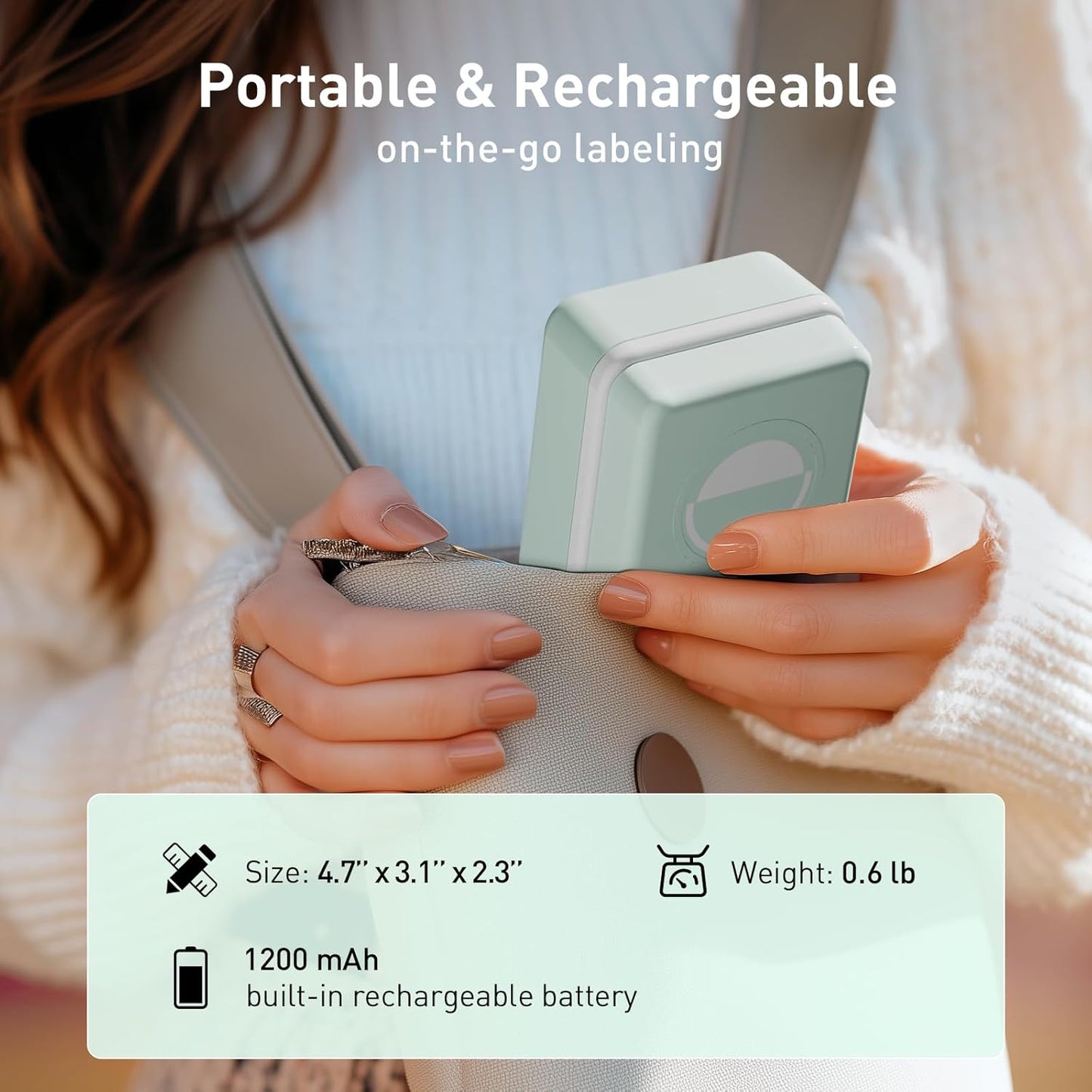 SUPVAN T50M Plus Bluetooth Label Maker Machine with Tape, High Printing Clarity, Versatile App with 40+ Fonts and 450+ Icons, Inkless Labeler for Business, Home, Office Organization, Green