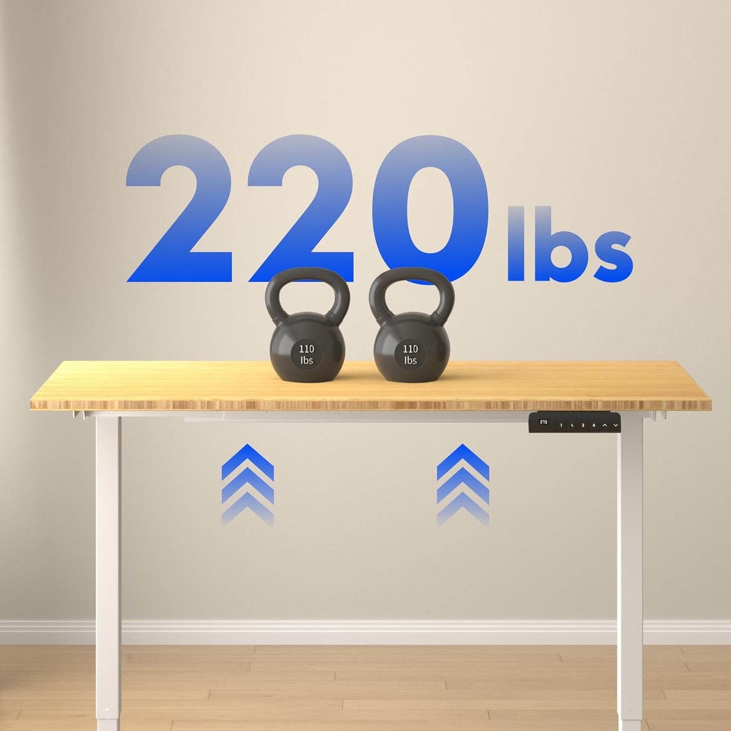 FLEXISPOT E3 Bamboo Dual Motor 60x30 Inch Electric Height Adjustable Standing Desk Whole-Piece Board Sit Stand Up Desk (White Frame + Bamboo Desktop)