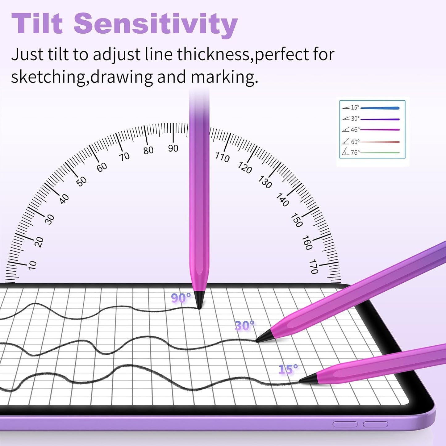 Stylus Pen for iOS&Android Touch Screens, Active Pencil for Samsung, Smart Digital Stylus Pens for Lenovo/Huawei/Vivo/Mi Tablets, iPhone/Google Pixel Smart Phones Drawing&Writing (Purple Rose Red)