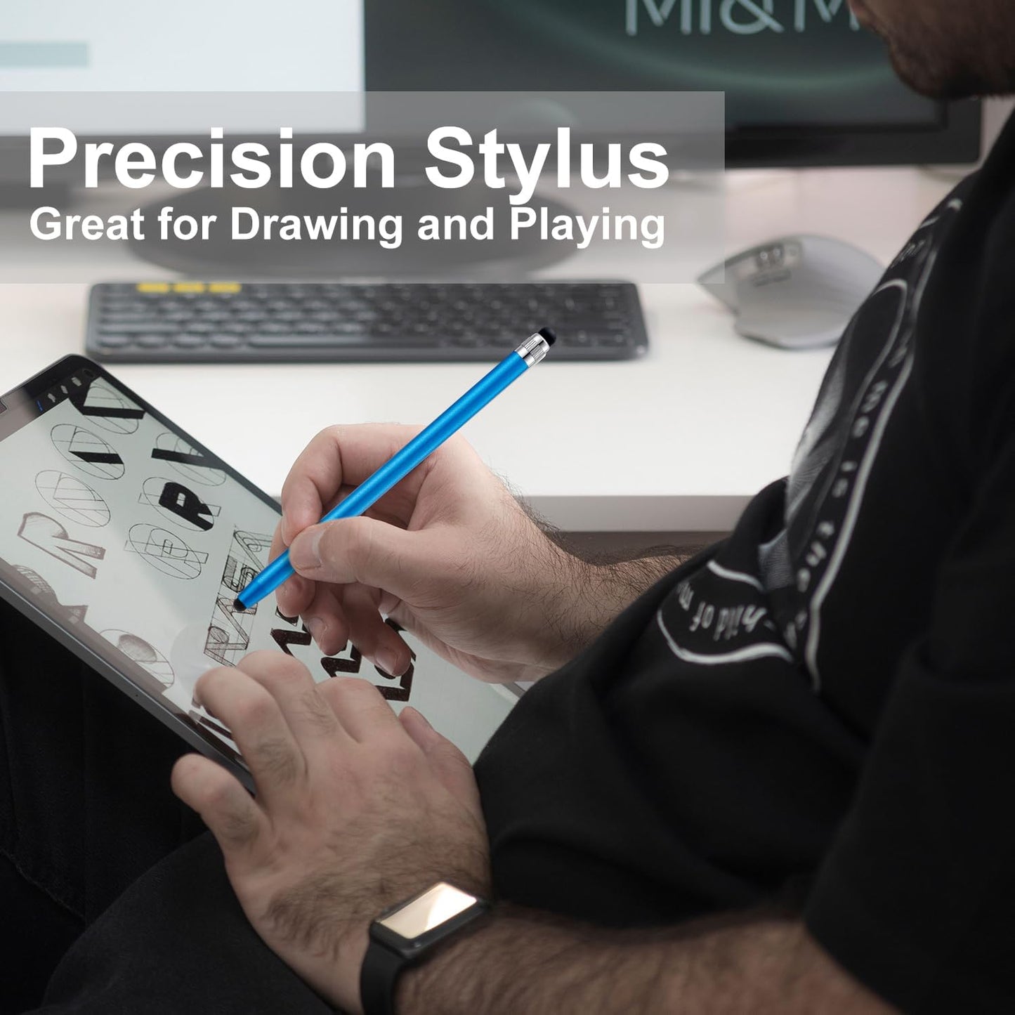 LINFANC 12Pcs Stylus Pen for Touchscreen, 2-in-1 High Precision & Sensitivity Stylus Pen for iPad/iPhone/Android Smartphones and Tablets Compatible with All Touch Screens