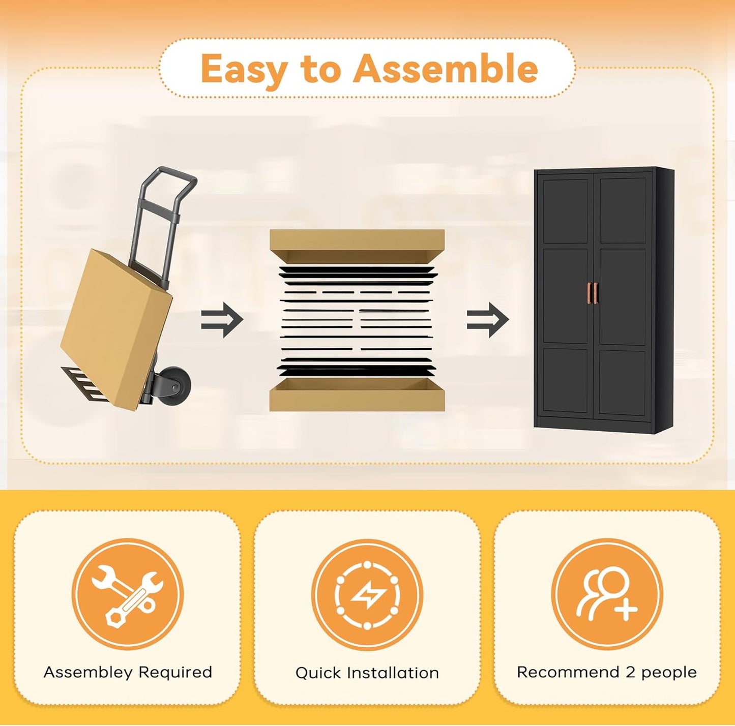 INTERGREAT Metal Storage Cabinet with Hanging Rail, Black Armoire Wardrobe Closet with 2 Doors,72" H Storage Closet Cabinets with Adjustable Shelves and Removable Hanging Rods