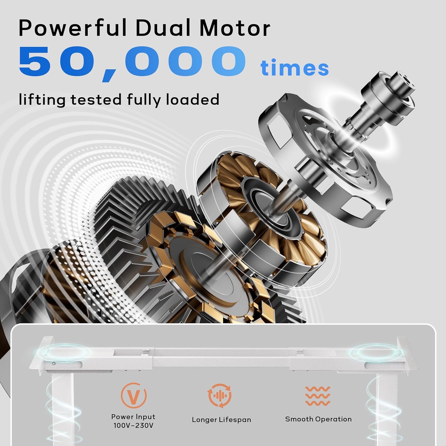 Dual Motor Electric Adjustable Standing for up to 90″ x 44″Desktop,330 lbs Weight Capacity,Computer Desk for Home and Office, White Frame Only