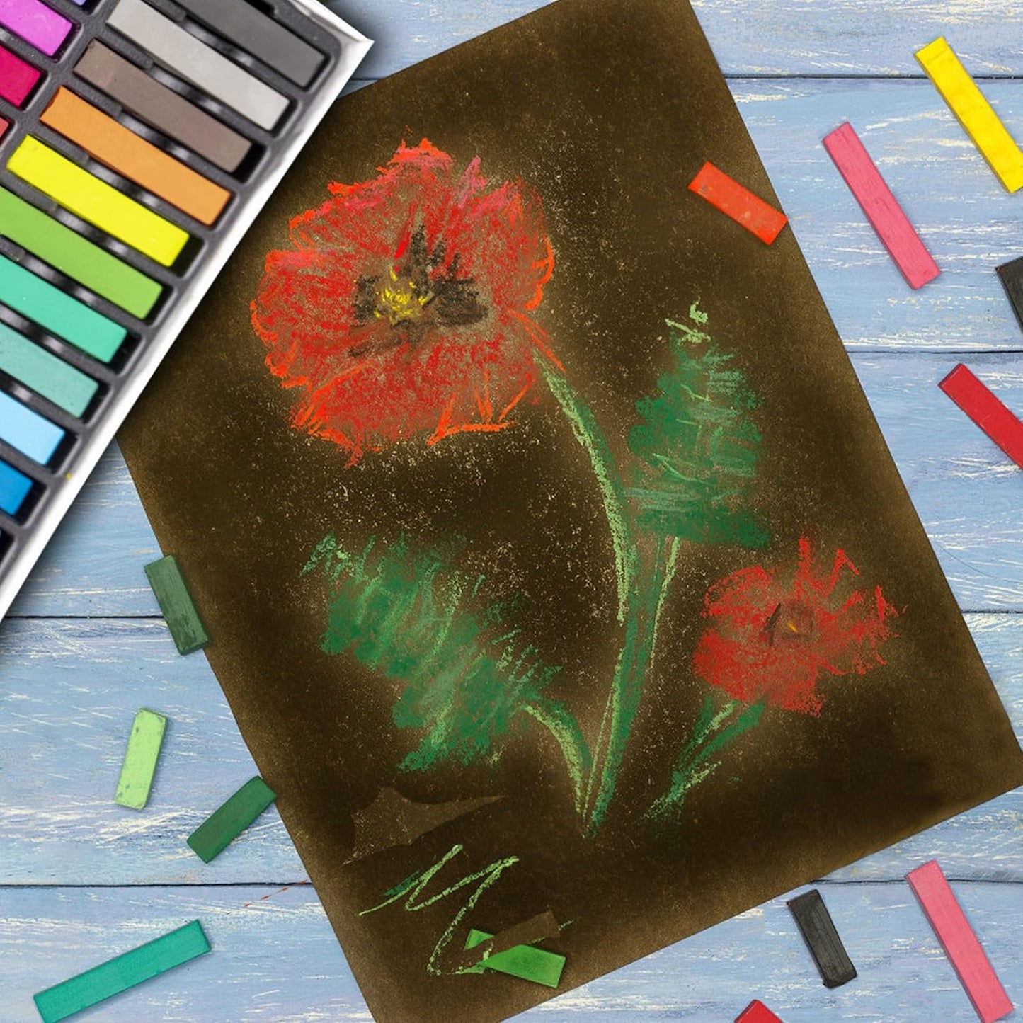 Soft Pastel for Artists, 24 PCS Vibrant Colors Chalk Sticks - Premium Pastel Art Supplies for Drawing, Blending, and Shading - Ideal for Adults and Beginners