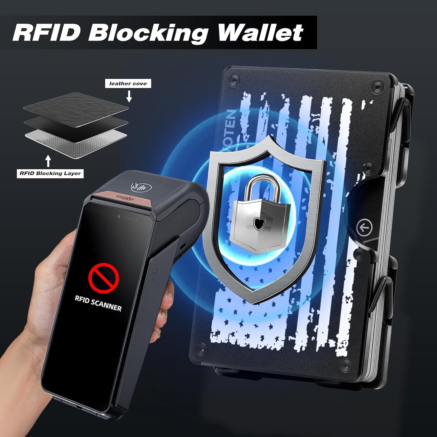 Minimalist Wallet for Men, Metal Wallet with Money Clip, Slim Compact Wallet, RFID Blocking Card Holder, Metal Aluminum Credit Card Holder, Holds up to 20 Cards