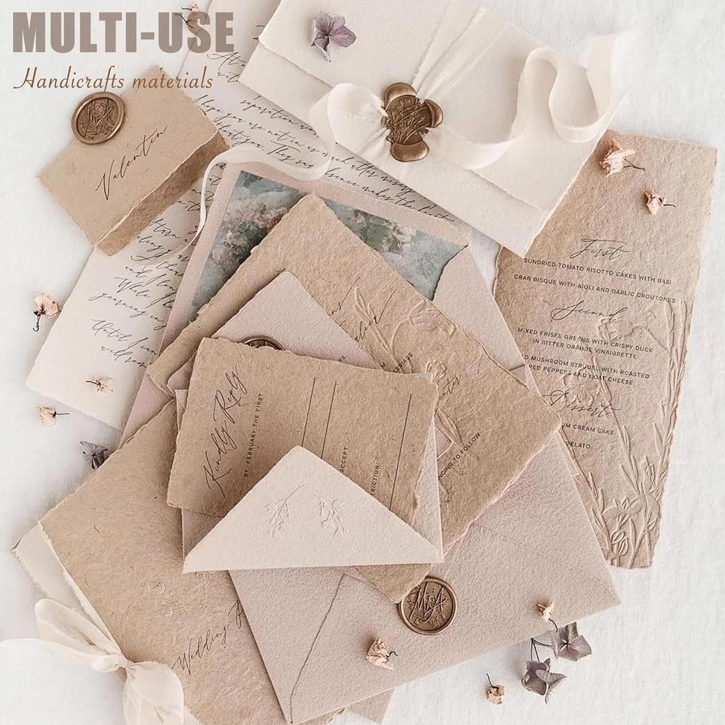 Aromoty 30 sheets A4 size Textured Scrapbook Paper&Mesh Fabric set - Large Handmade Craft Mulberry Special Paper Mix for Scrapbooking Junk Journal Supplies Card Materials Collage, 11.7x8.3 Inches