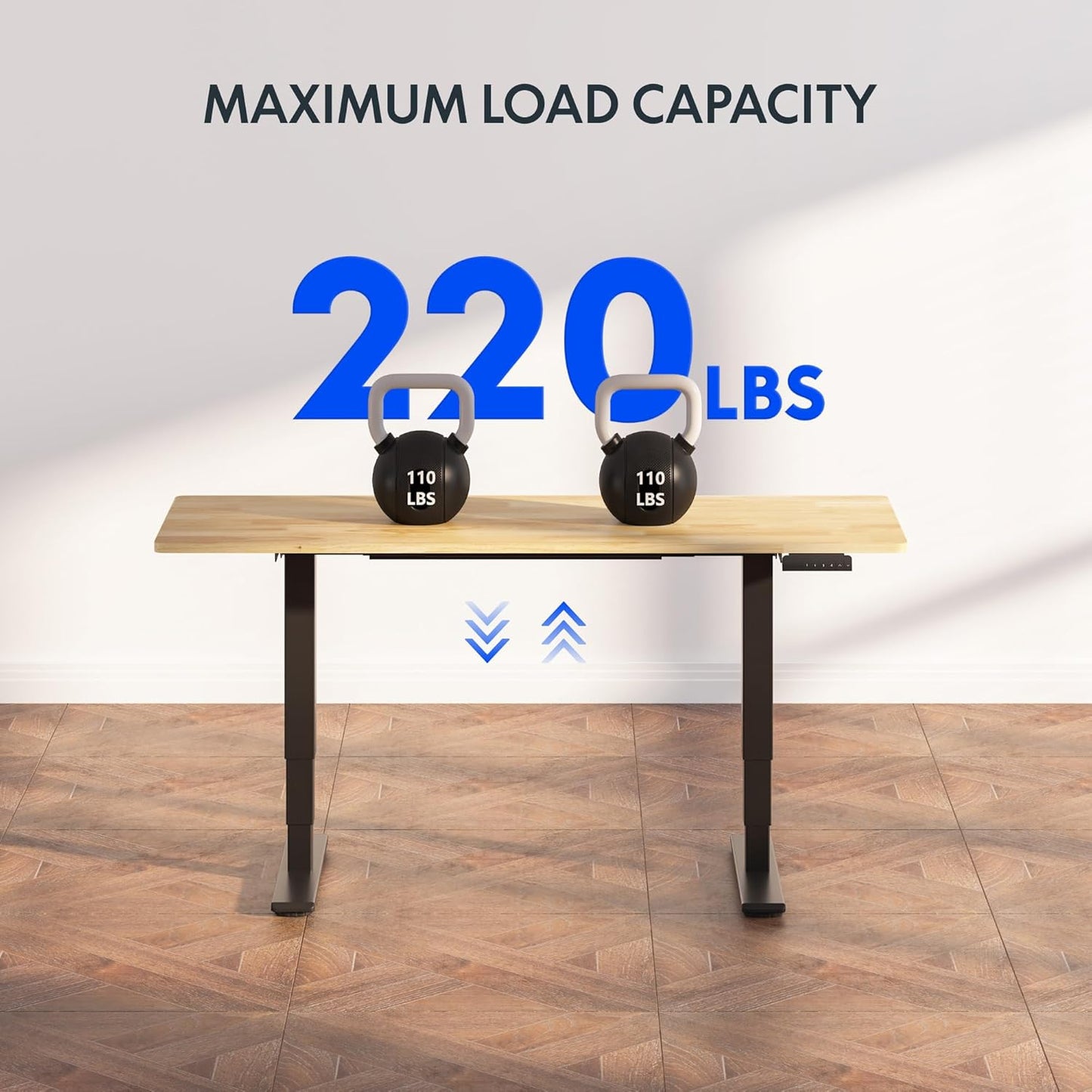 FLEXISPOT E6 Essential Solid Rubber Wood 3 Stages Dual Motor 71x30 Inch Electric Height Adjustable Standing Whole-Piece Board Desk Sit Stand Up Desk (Black Frame + Solid Wood Desktop)