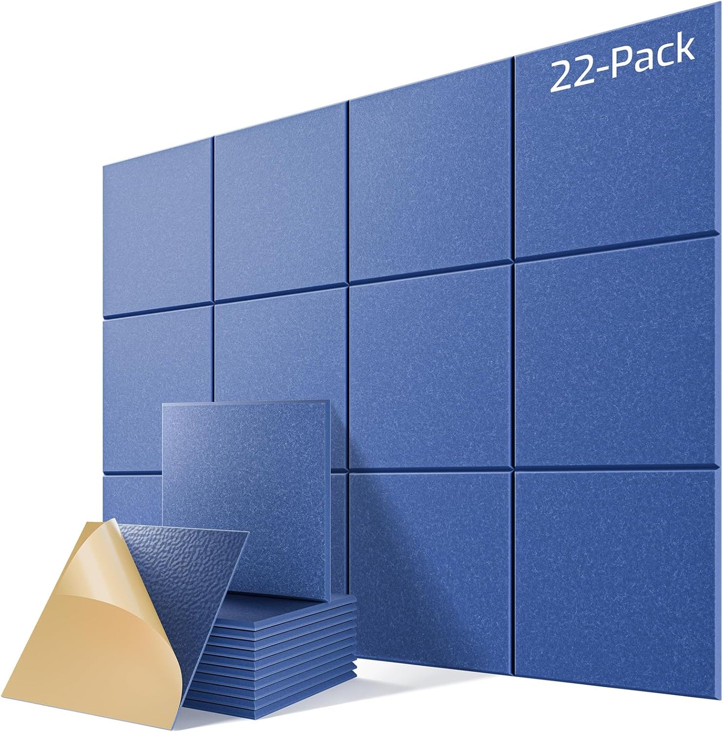 22 Pack Self-Adhesive Acoustic Panels, 12" X 12" X 0.4" High-Density Sound Proof Foam Panels for Walls, Soundproof Wall Panels for Home & Office (Sky Blue)
