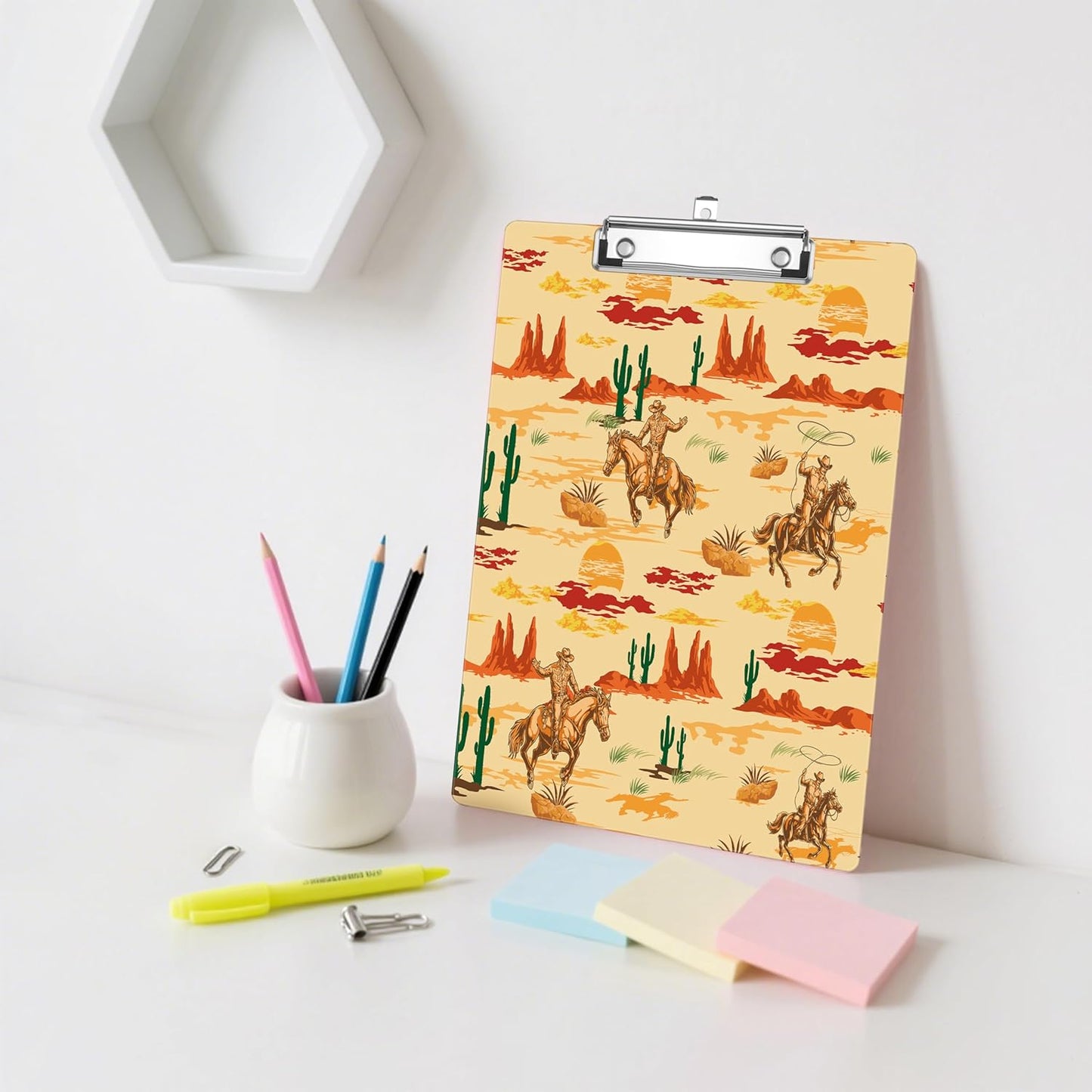 Western Cactus Plastic Clipboards,Decorative Plastic Acrylic Clipboard for Teacher Social Worker Students Office Supplies 8 * 12