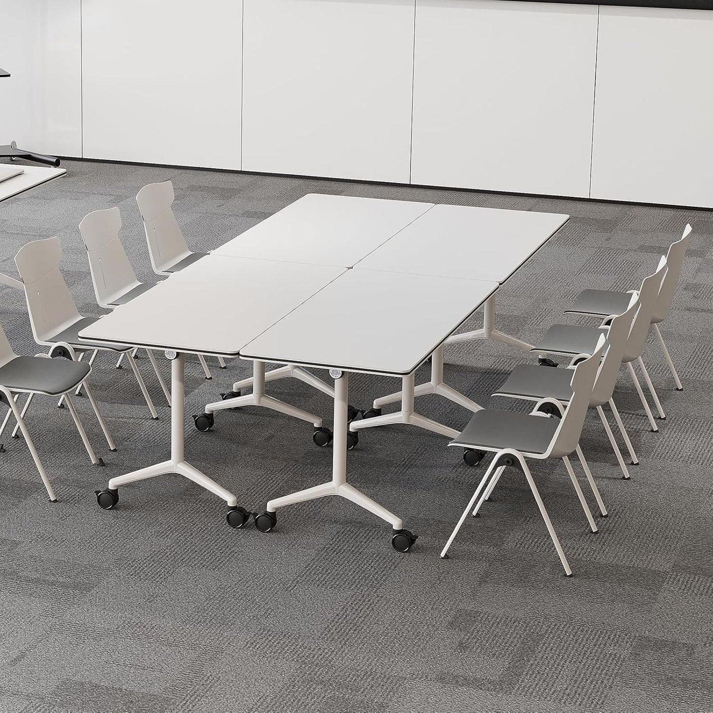 Folding Conference Room Tables 6 Pack, Foldable Modern Mobile Meeting Table Desk Training Table 6FT Large Rolling OfficeTable for Conference Training Classroom (6, 47.2" * 23.6" * 29.5")