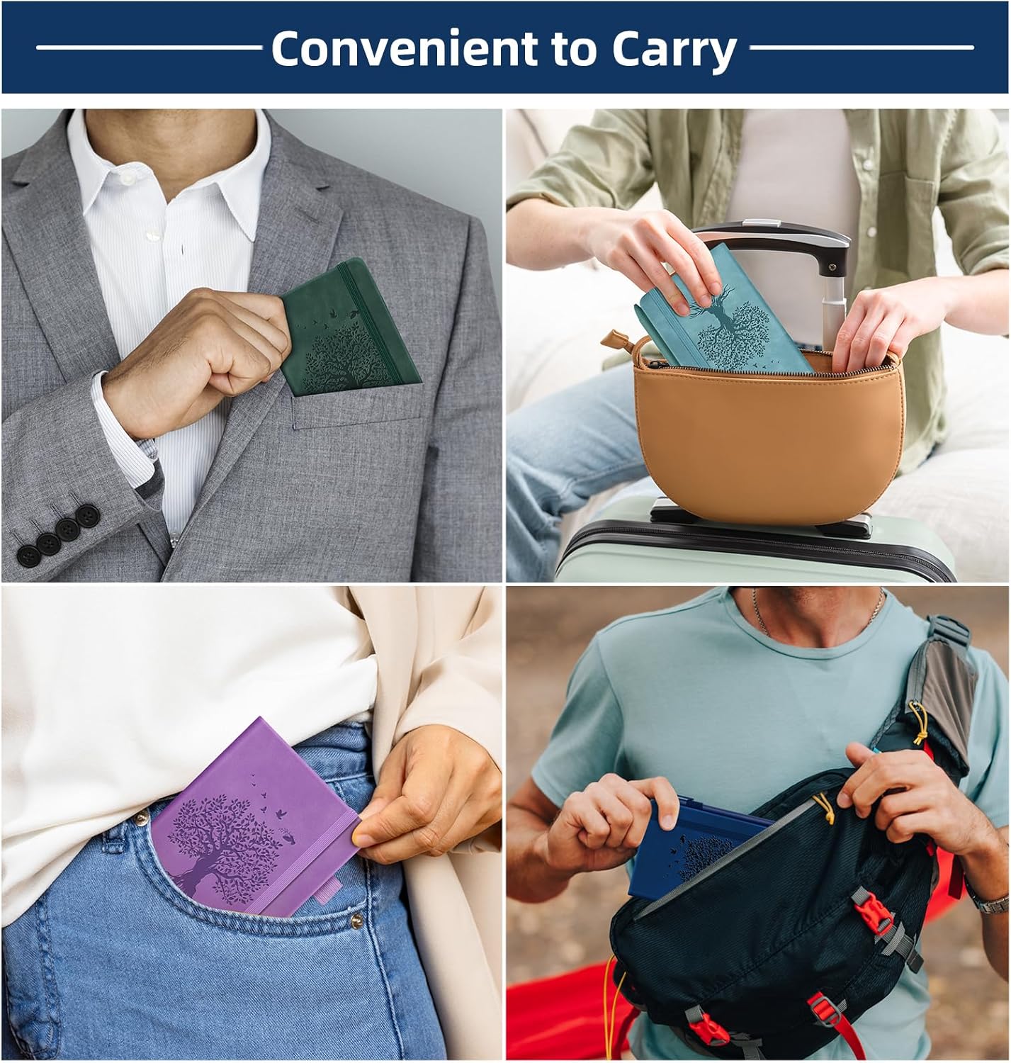 3 Pack Pocket Journaling Notebooks, A6 Small Notebook For Note Taking Journaling Notebooks Journals For Writing Mini Note Pads With Pen Holder 120 Pages 100 GSM Thick Paper-3 Deep Blue