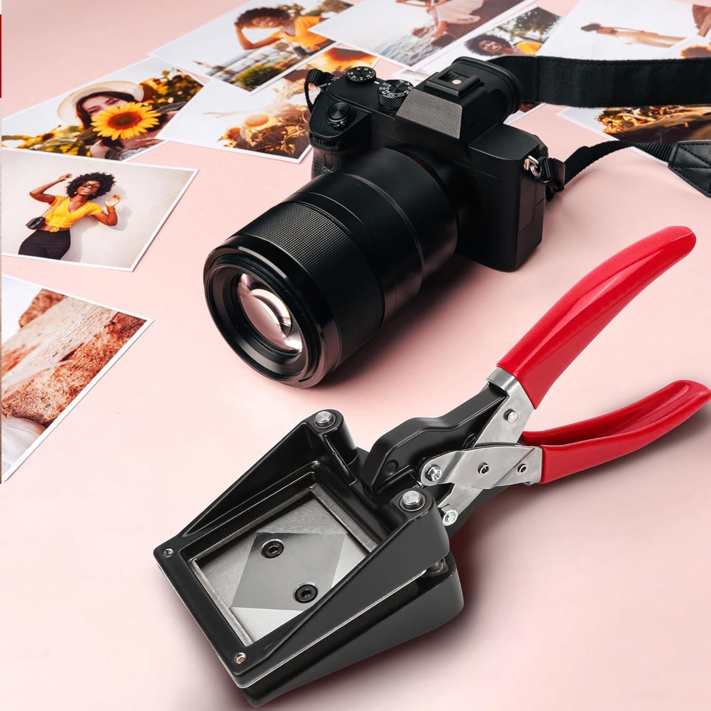 Professional 2''x2'' Passport Photo Cutter – Handheld Metal Die Punch Tool for ID Pictures, Business Cards, and Paper Cutting – Hardened Steel Dies, Office & Family Use (Black)