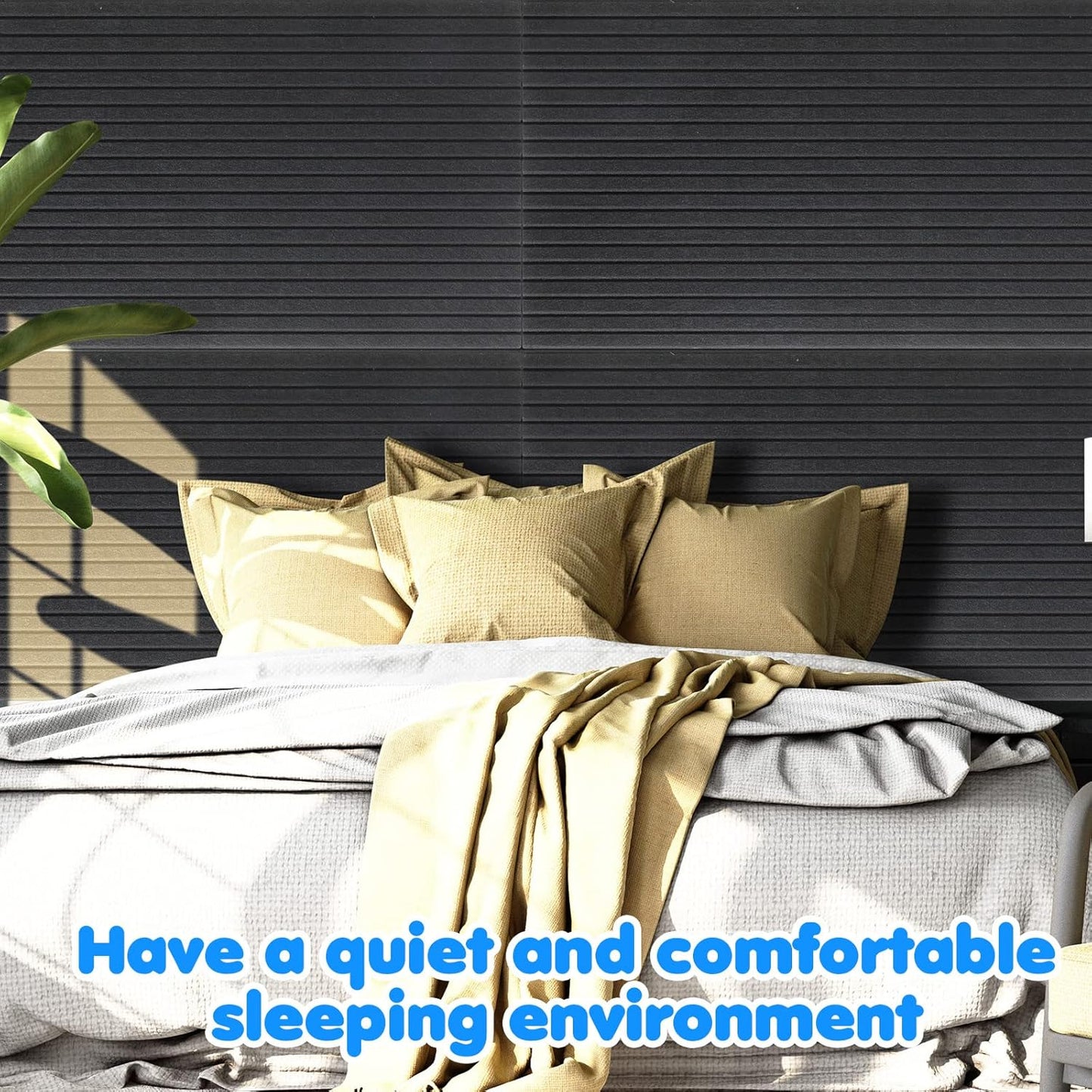 Woanger 5 Pack Large Acoustic Panels 47x24x0.4 Inch Sound Dampening Panels Self-Adhesive Noise Absorbing Sound Proof Wall for Echo Absorption for Home Studio Office Game Room(Black)