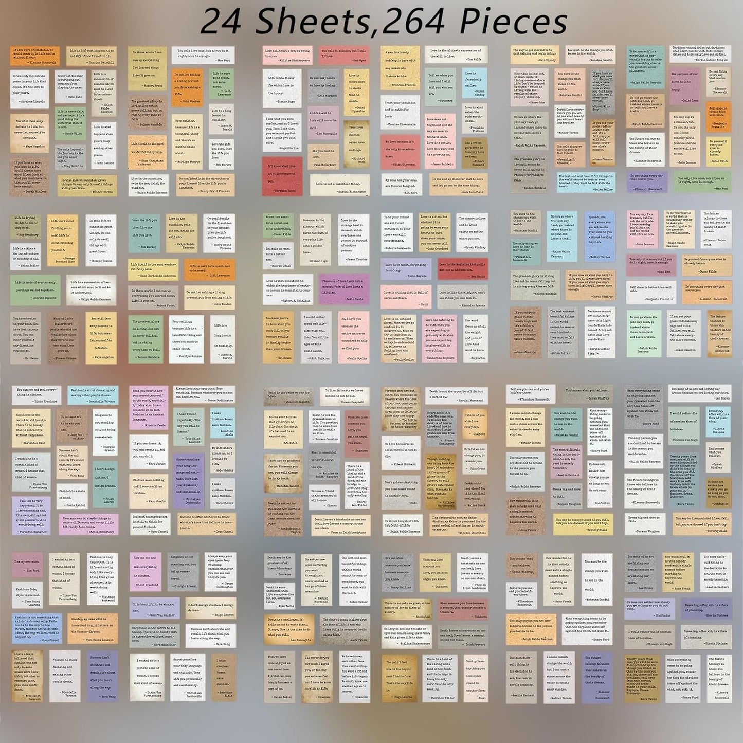 24 Sheets Vintage Motivational Quote Stickers Pad wtih Tweezer,246 Pcs Inspirational Typewriter Font Quotes Pad,Word Stickers for Scrapbook Junk Journal Bullet Journal DIY Craft Card Making