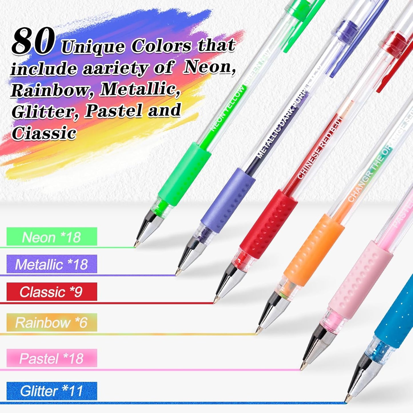 Gel Pens for Adult Coloring Books, 160 Pack Artist Colored Gel Pen with 40% More Ink, Black Case. Perfect for Kids Drawing Doodle Crafts Journaling Planner