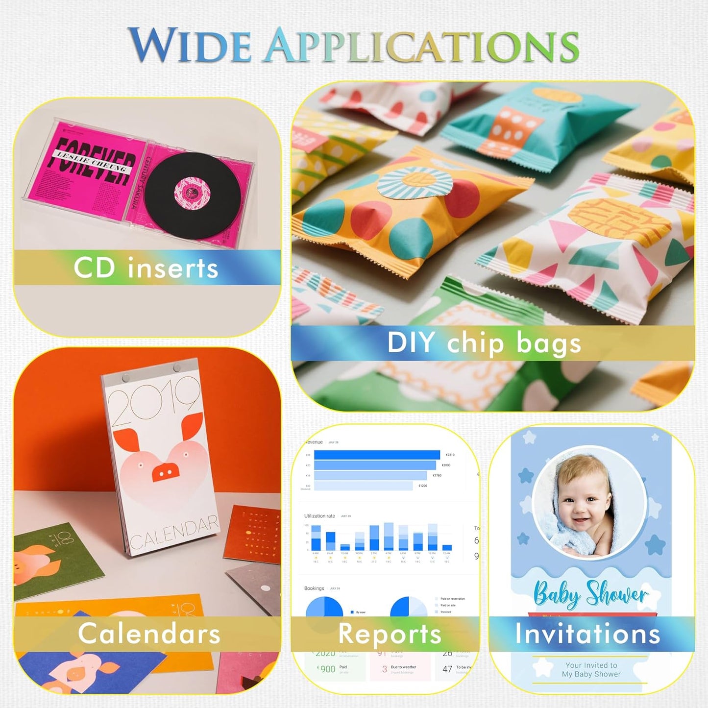 A-SUB Glossy Thin Photo Printer Paper for Flyer Brochure Chip Bag 8.5x11 Inch 36lb for Inkjet Printer Dye Ink Single-Side Print 135gsm