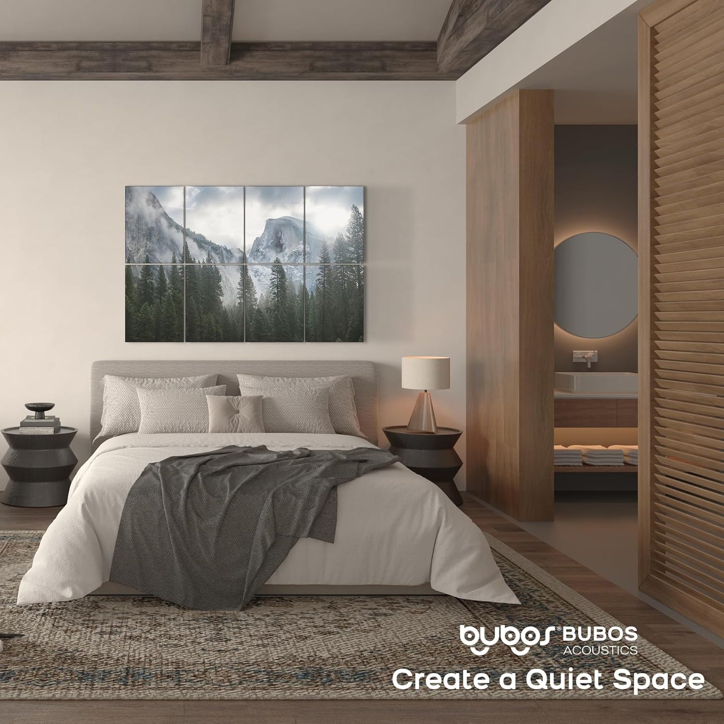 BUBOS 8 Pack Art Acoustic Panels Soundproof Wall Panel,47.2X31.4 Inches Sound Absorbing Panel,Self-adhesive Decorative Acoustical Wall Panels, Acoustic Treatment for Ceiling Home Office(Forest2)