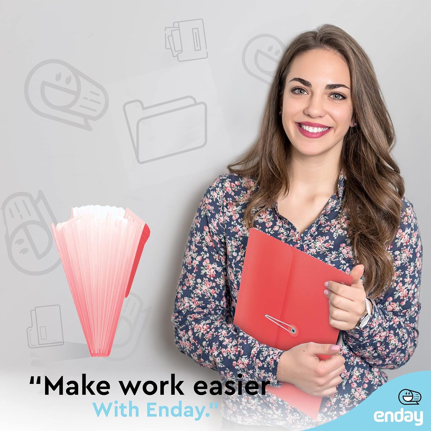 Accordion File Organizer Red, 7 Pocket Expanding File and Cover Folder with Labels, Plastic Portable Desktop Letter A4 Paper, Also Available in Purple, Green, Pink, Blue, Grey, 1 Pc – by Enday