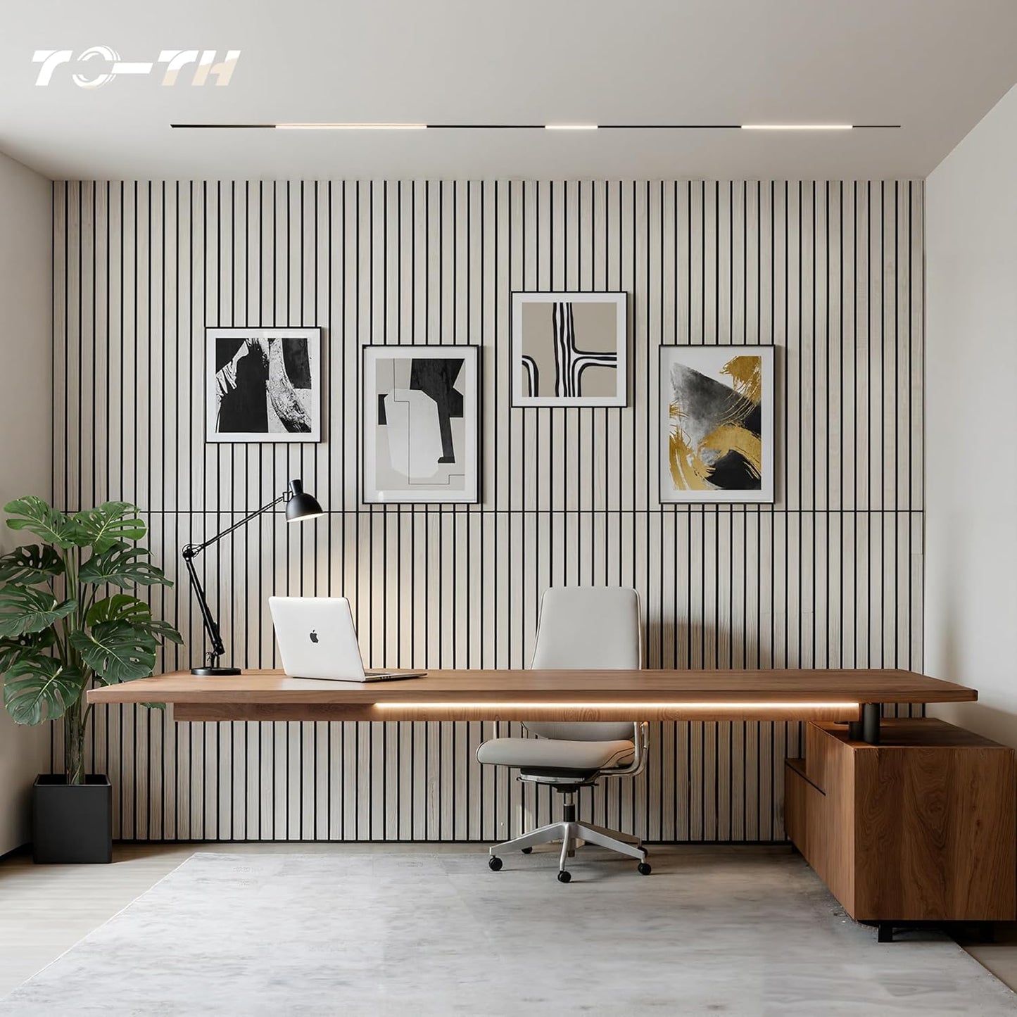 TO-TH Wood-Look Acoustic Panel, 4 Pack 47.2” x 23.6” Soundproof Wall Panels, Decorative Sound Absorbers Large Acoustic Panels for Home, Office, Basement, Natural Oak