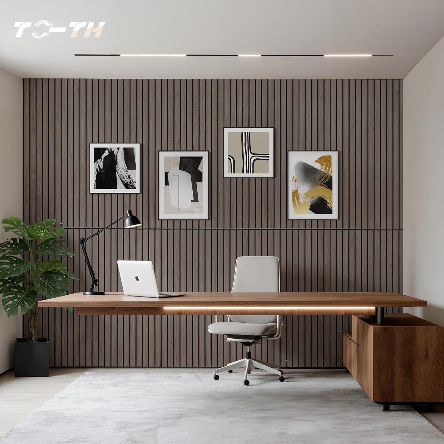 TO-TH Wood-Look Acoustic Panel, 4 Pack 47.2” x 23.6” Soundproof Wall Panels, Decorative Sound Absorbers Large Acoustic Panels for Home, Office, Basement, Walnut