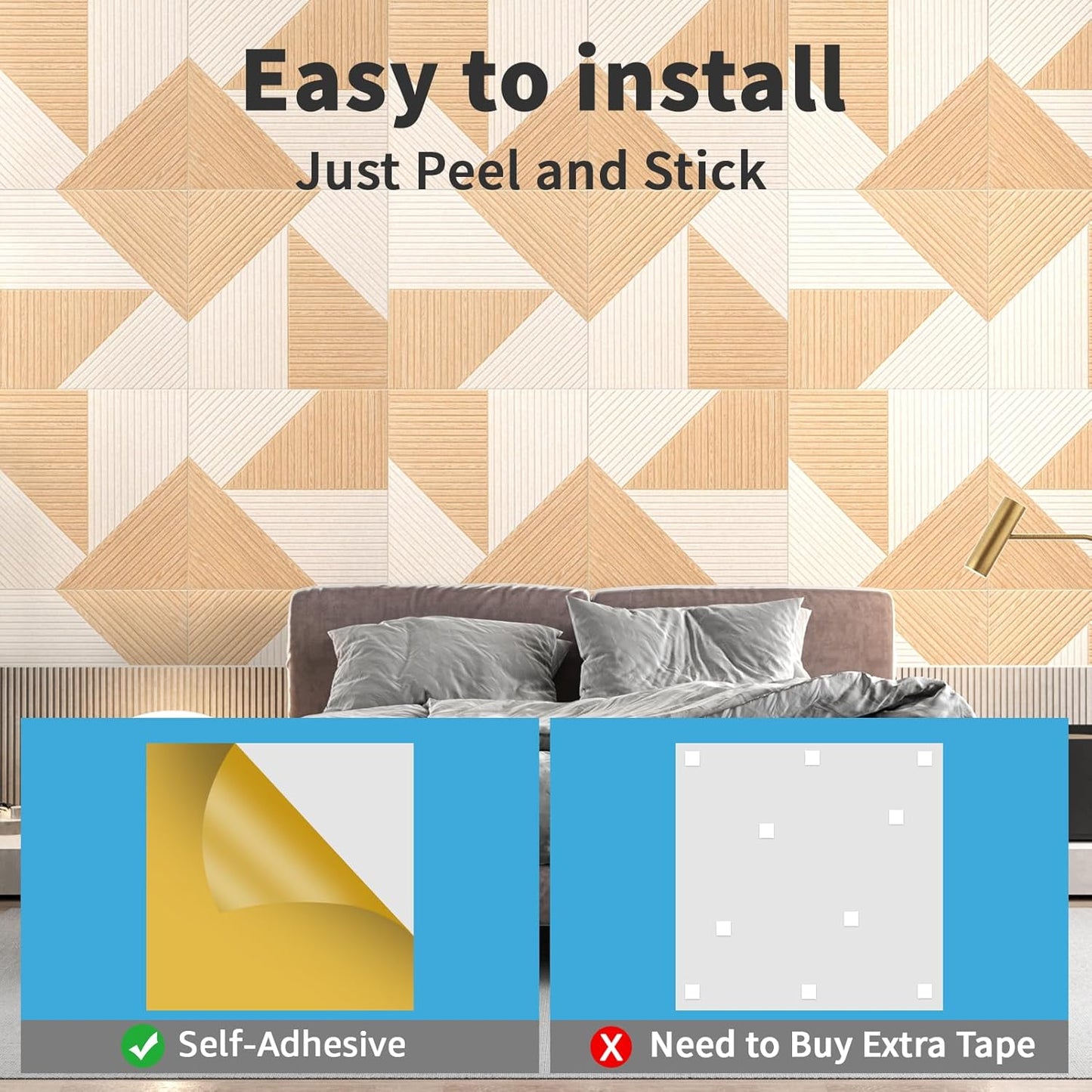 Art3d 6-Pack Self-Adhesive Acoustic Wall Panels for Home Décor, 24 x 24 Inch Soundproofing Panels for Office Studio Bedroom - High Noise Absorption Polyester Fiber, Dawn