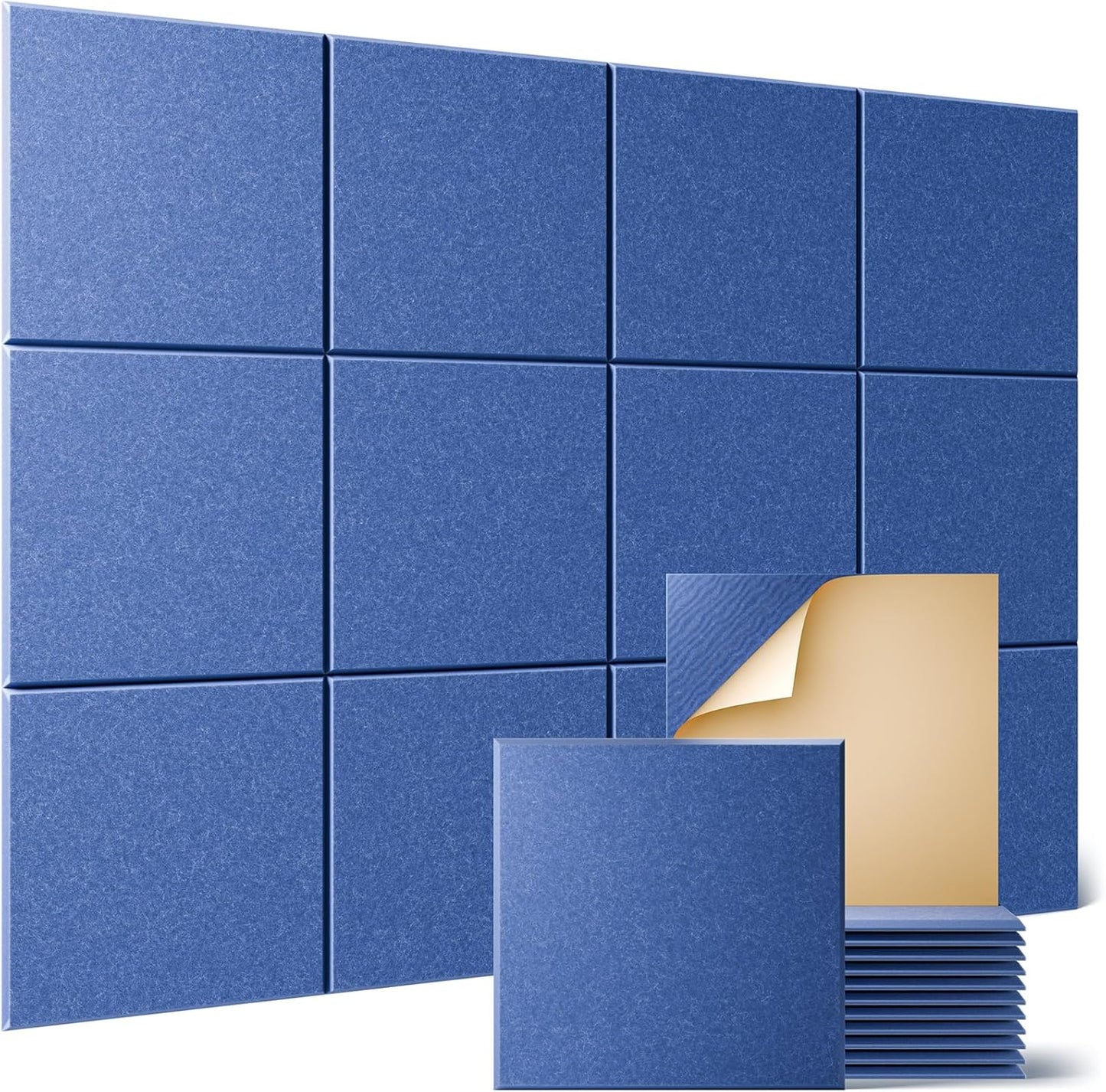 Sonicism 12 Pack Acoustic Wall Panels with Self-Adhesive, 12" X 12" X 0.4" Sound Proof Foam Panels, Decorative Soundproof Wall Panels, Sound Proof Absorbing Tiles for Home & Offices, Cerulean Blue