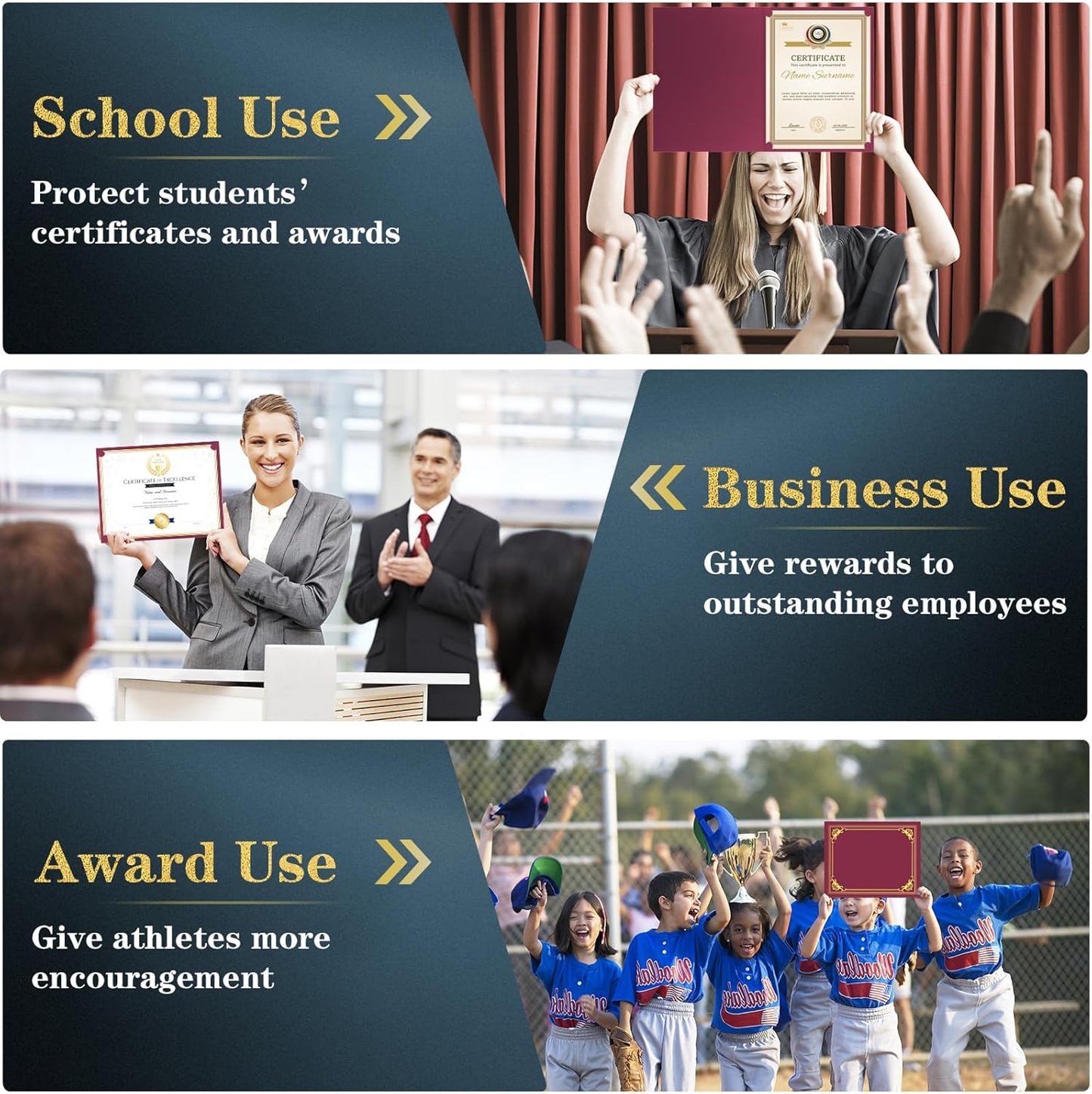 30 Packs Certificate Holders, Burgundy Certificate Covers, Diploma Holders, Certificate Folders with Gold Foil Border for Letter Size 8.5" x 11" Certificates, Diploma, Documents, Award Cover