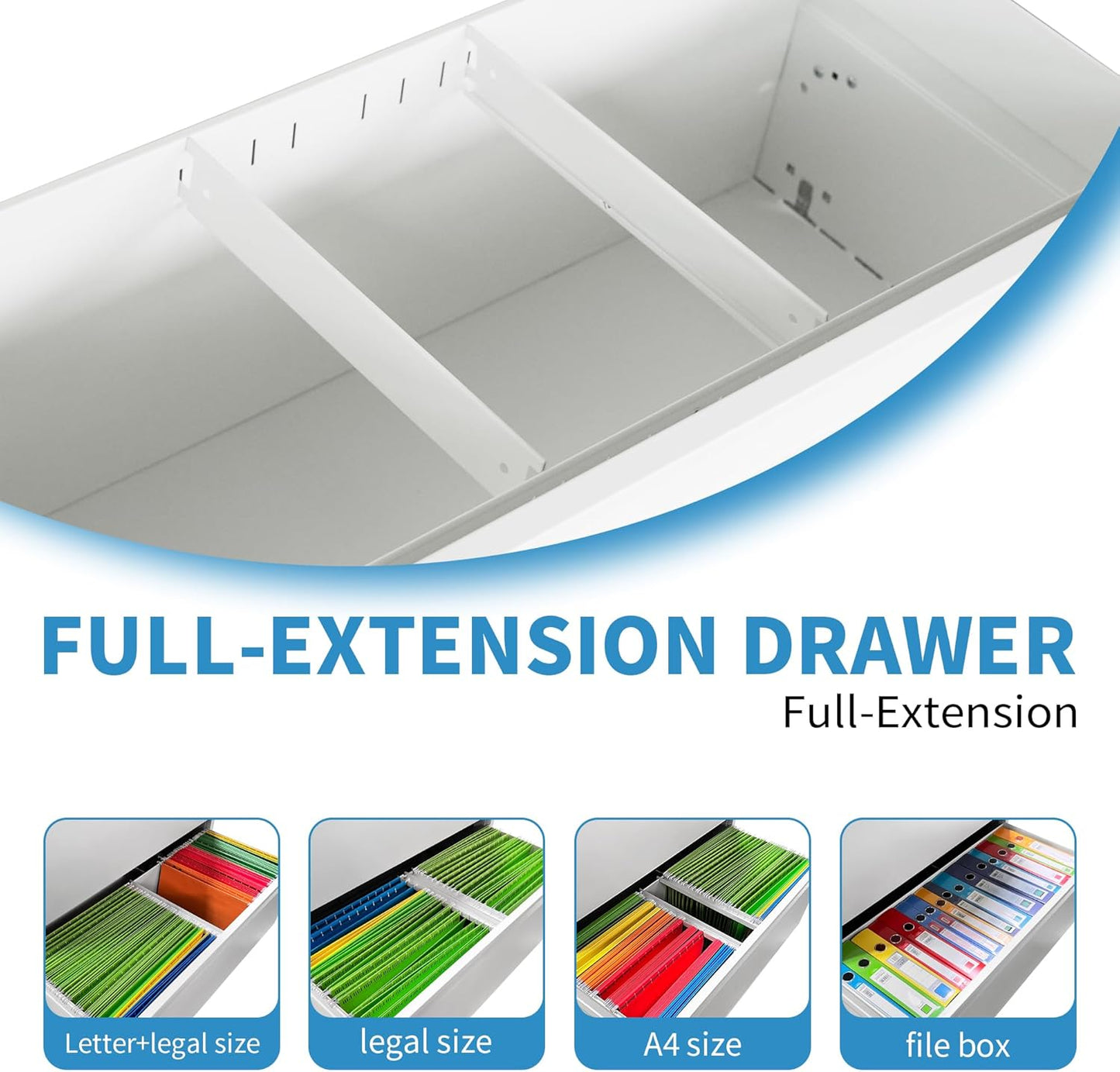 2 Drawer Lateral File Cabinet with Lock, 26.8" Wide Metal Filing Cabinets for Home Office, Steel Storage File Cabinet for Letter/Legal/F4/A4 Size with Hanging Bars, Assembly Required(White)