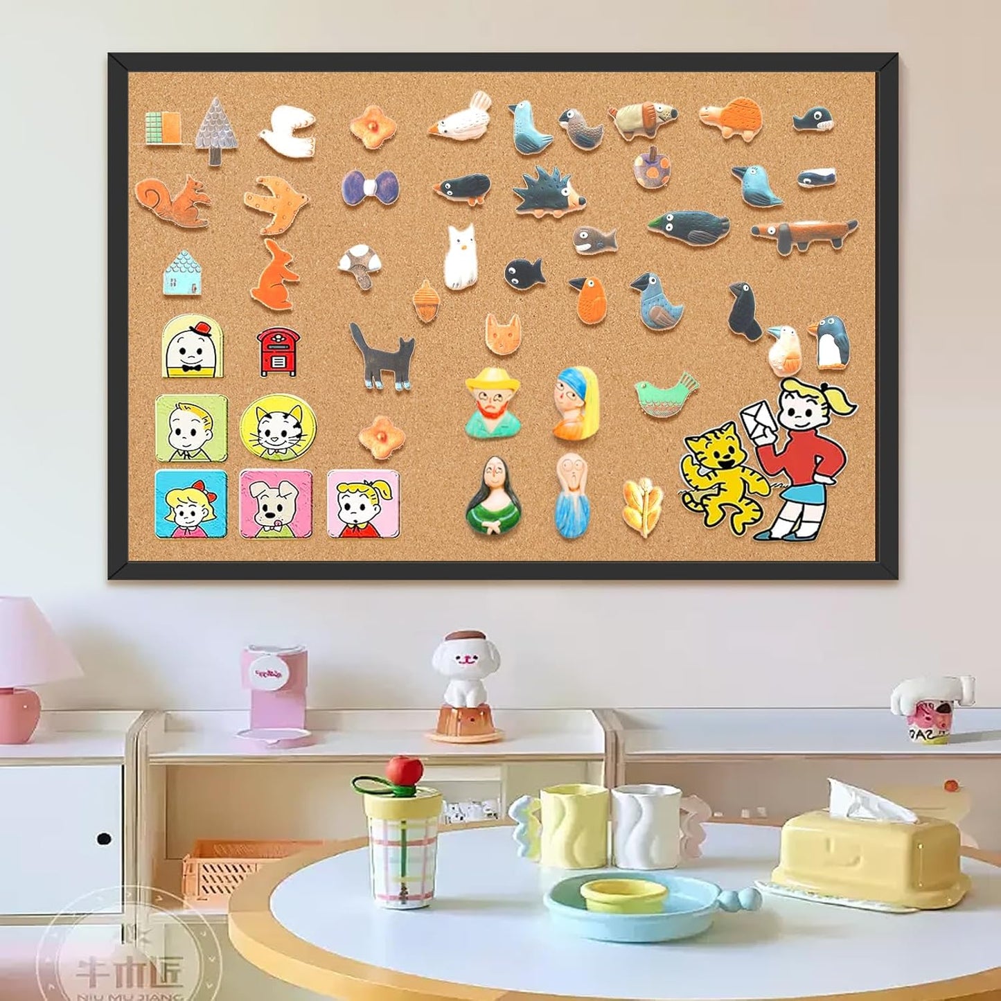 Miratino Large Bulletin Board, 36 "x 24" Cork Boards for Walls with Black Frame, Pin Display Board Vision Board for Home School Office Decor…