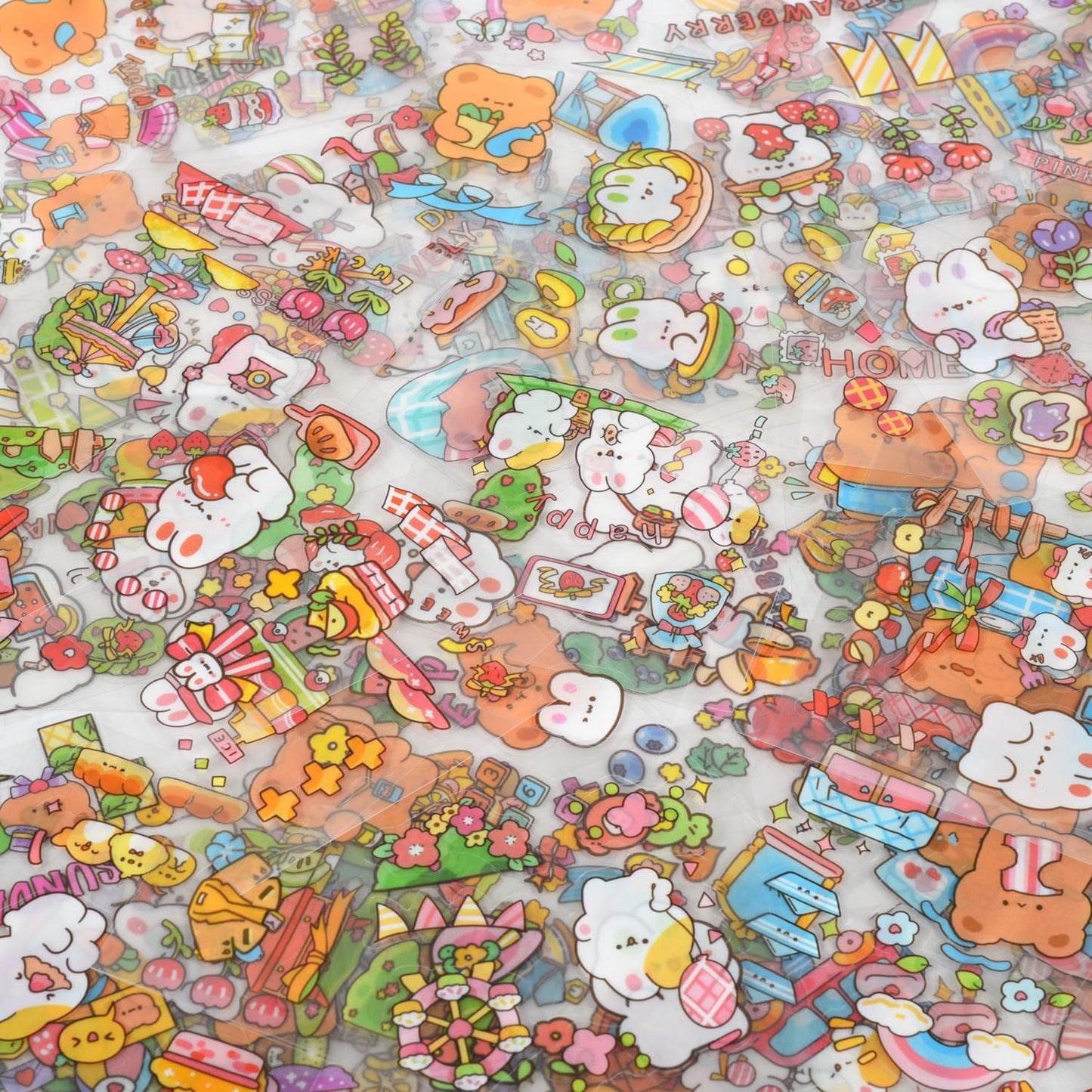 Kawaii Funny Animal Scrapbooking Stickers - 100 Sheets Cute Cartoon Transparent PET Journaling Clipping Supplies Decals Sticker for Planners Collage Junk Journal DIY Arts Crafts Laptops Calendar
