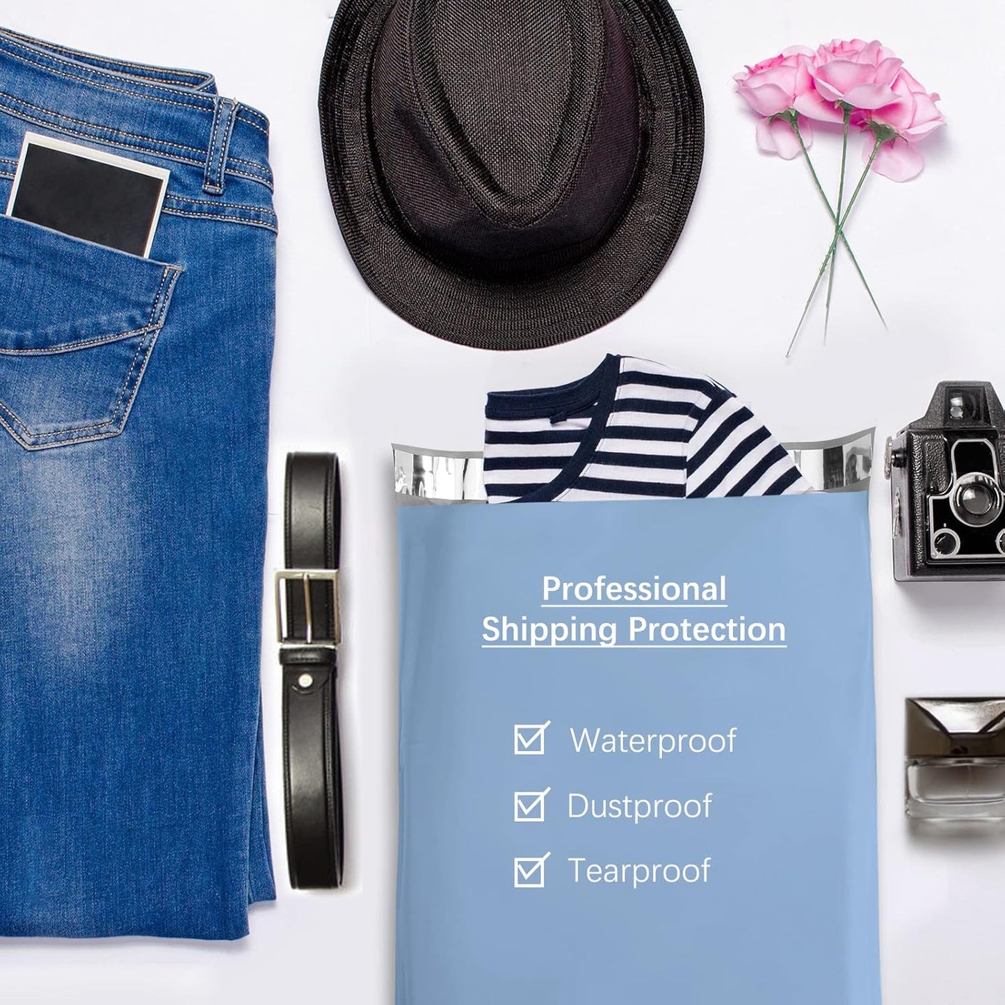 Metronic Poly Mailers 14.5x19 200pcs, Large Shipping Bags for Clothing, Durable Shipping Envelopes, Mailing Bags for Small Business, Waterproof and Tear-Proof Poly Bags Blue